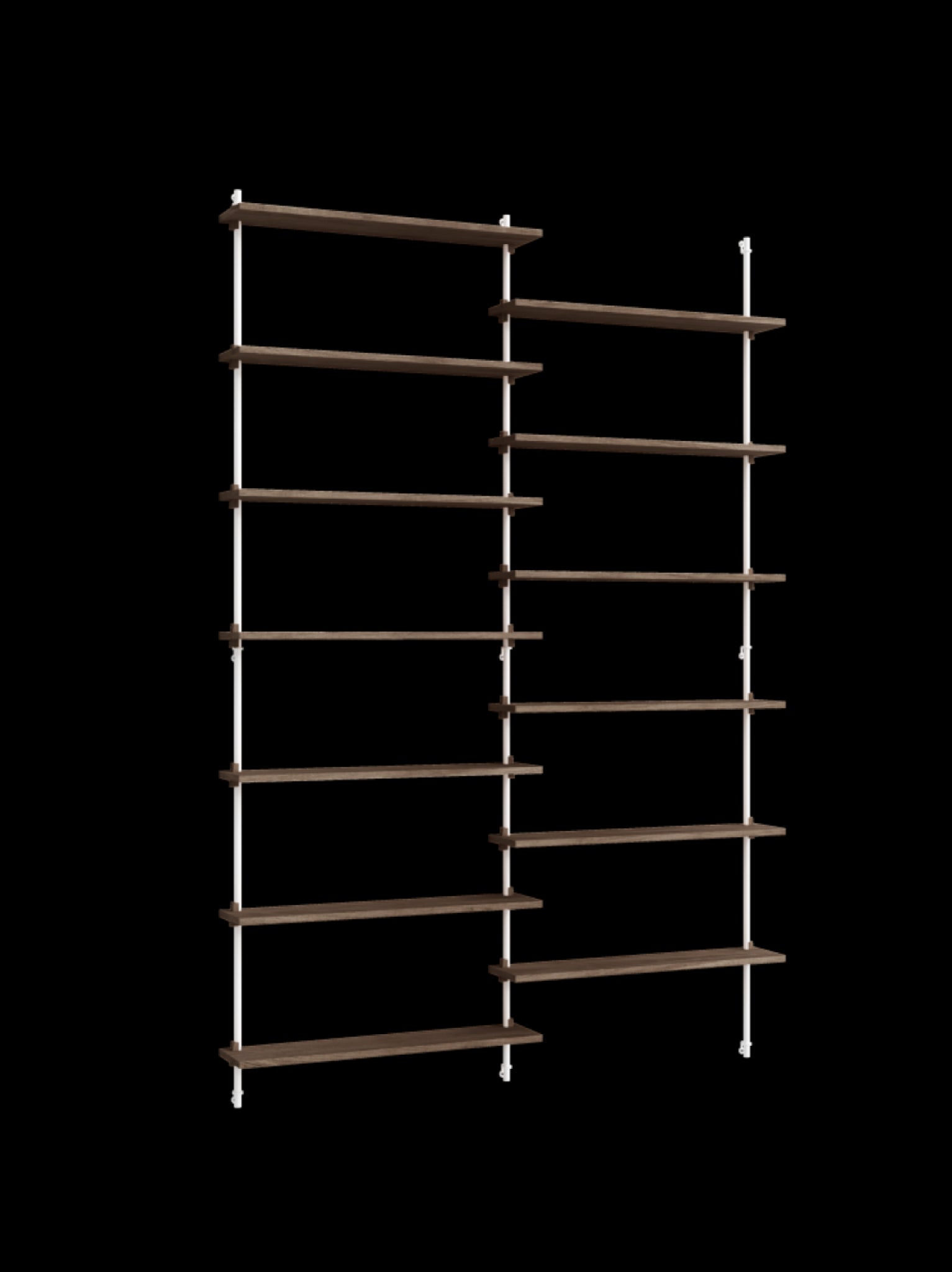 Moebe Wall Shelving Set Ws.230.2, Smoked Oak Shelves, White Legs (fsc Mix Credit)