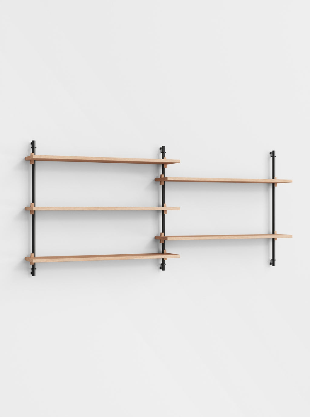 Moebe Wall Shelving Set Ws.65.2, Oak Shelves, Black Legs (fsc Mix Credit)