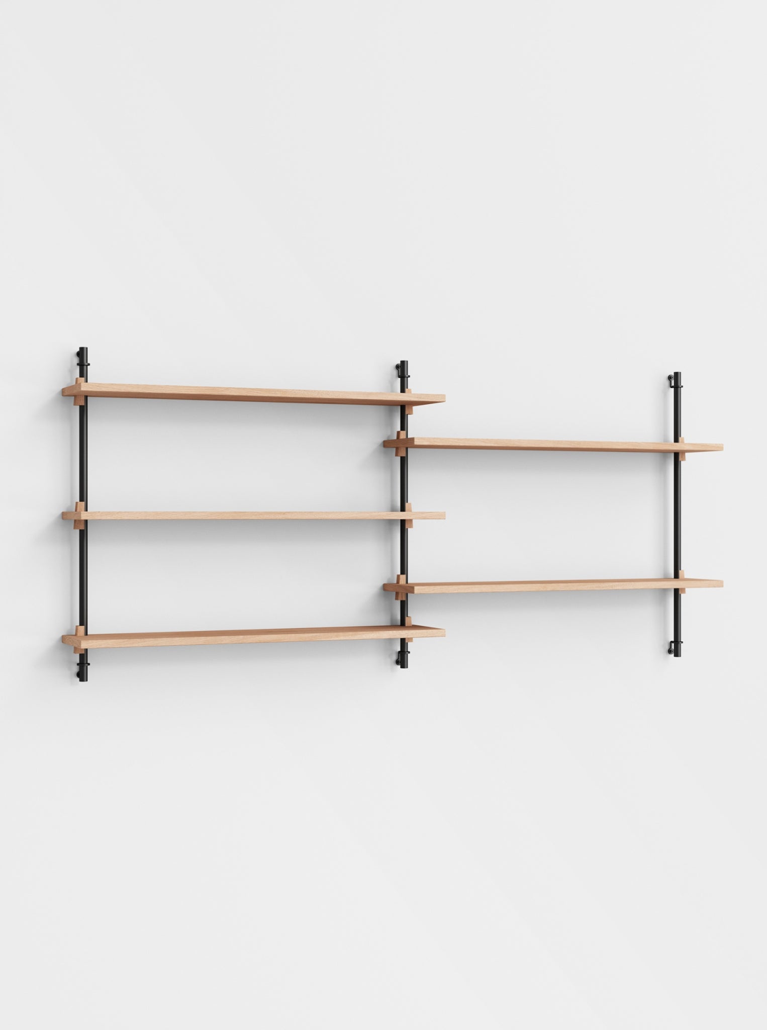 Moebe Wall Shelving Set Ws.65.2, Oak Shelves, Black Legs (fsc Mix Credit)