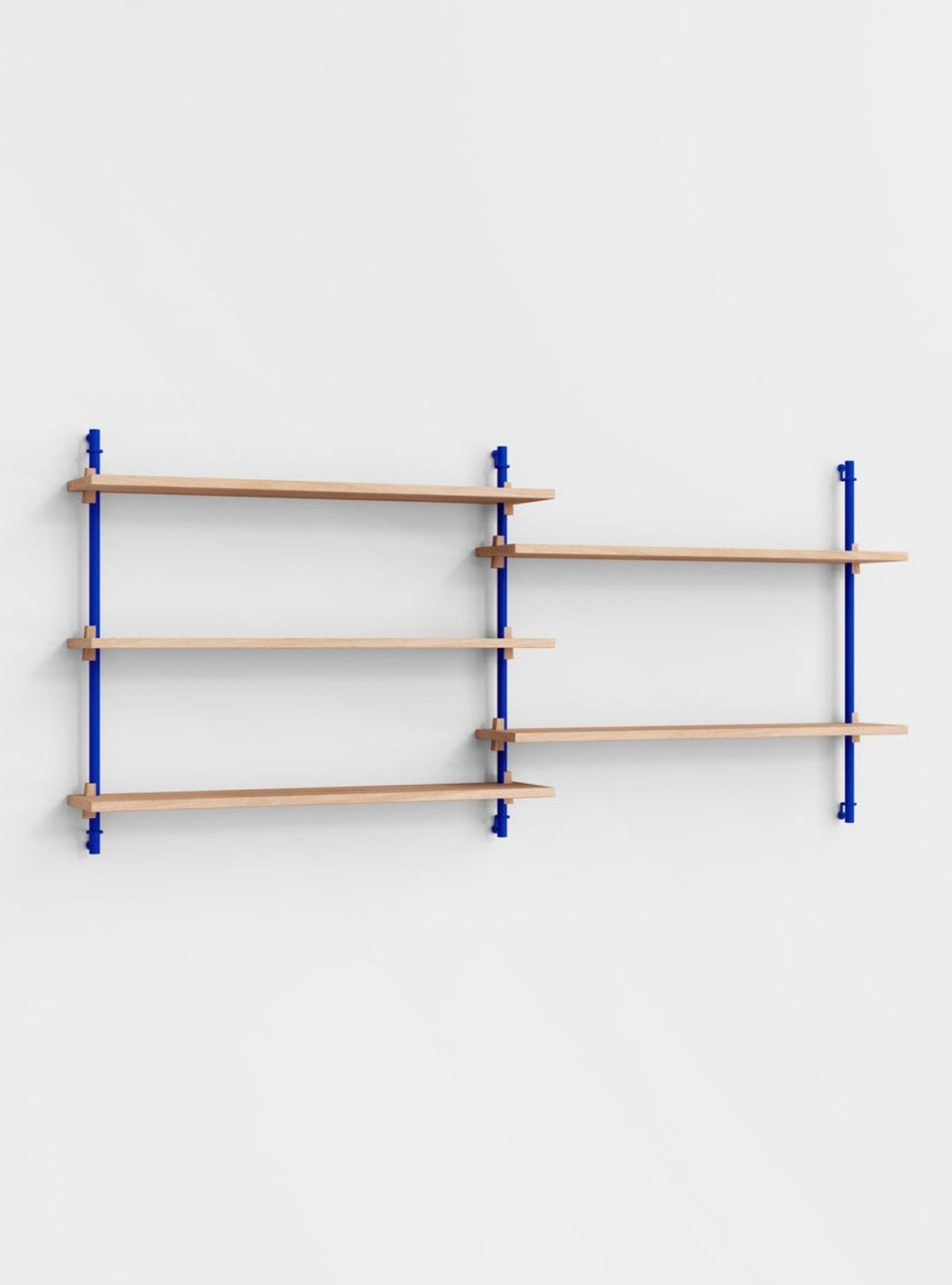 Moebe Wall Shelving Set Ws.65.2, Oak Shelves, Deep Blue Legs (fsc Mix Credit)