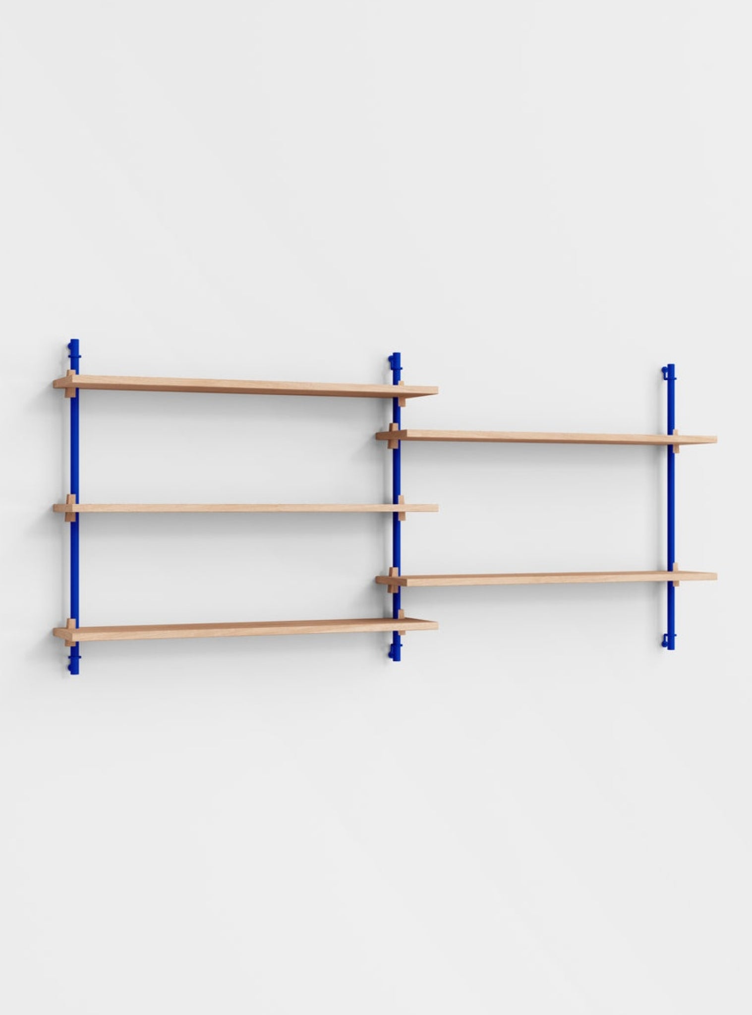 Moebe Wall Shelving Set Ws.65.2, Oak Shelves, Deep Blue Legs (fsc Mix Credit)