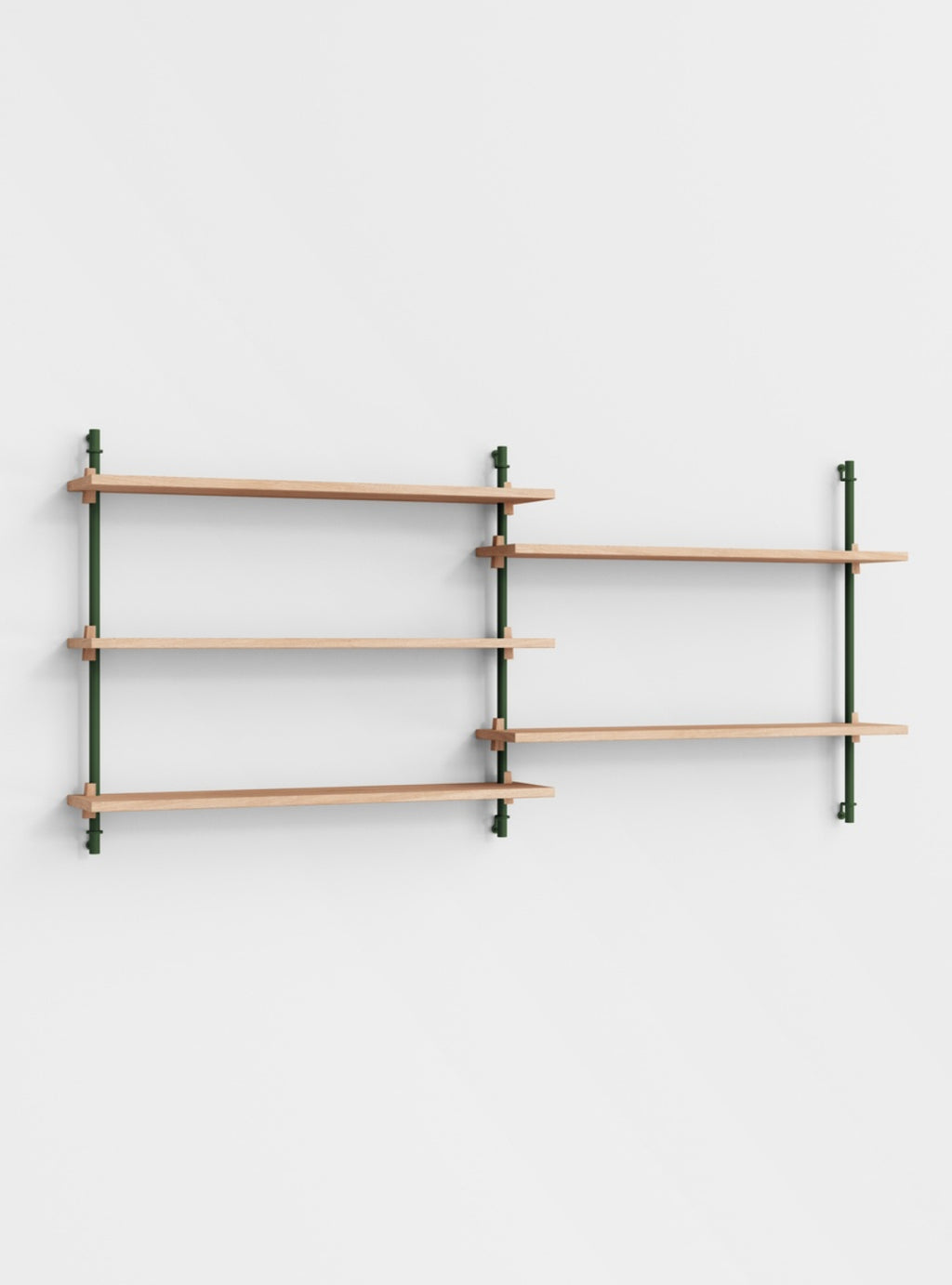 Moebe Wall Shelving Set Ws.65.2, Oak Shelves, Pine Green Legs (fsc Mix Credit)