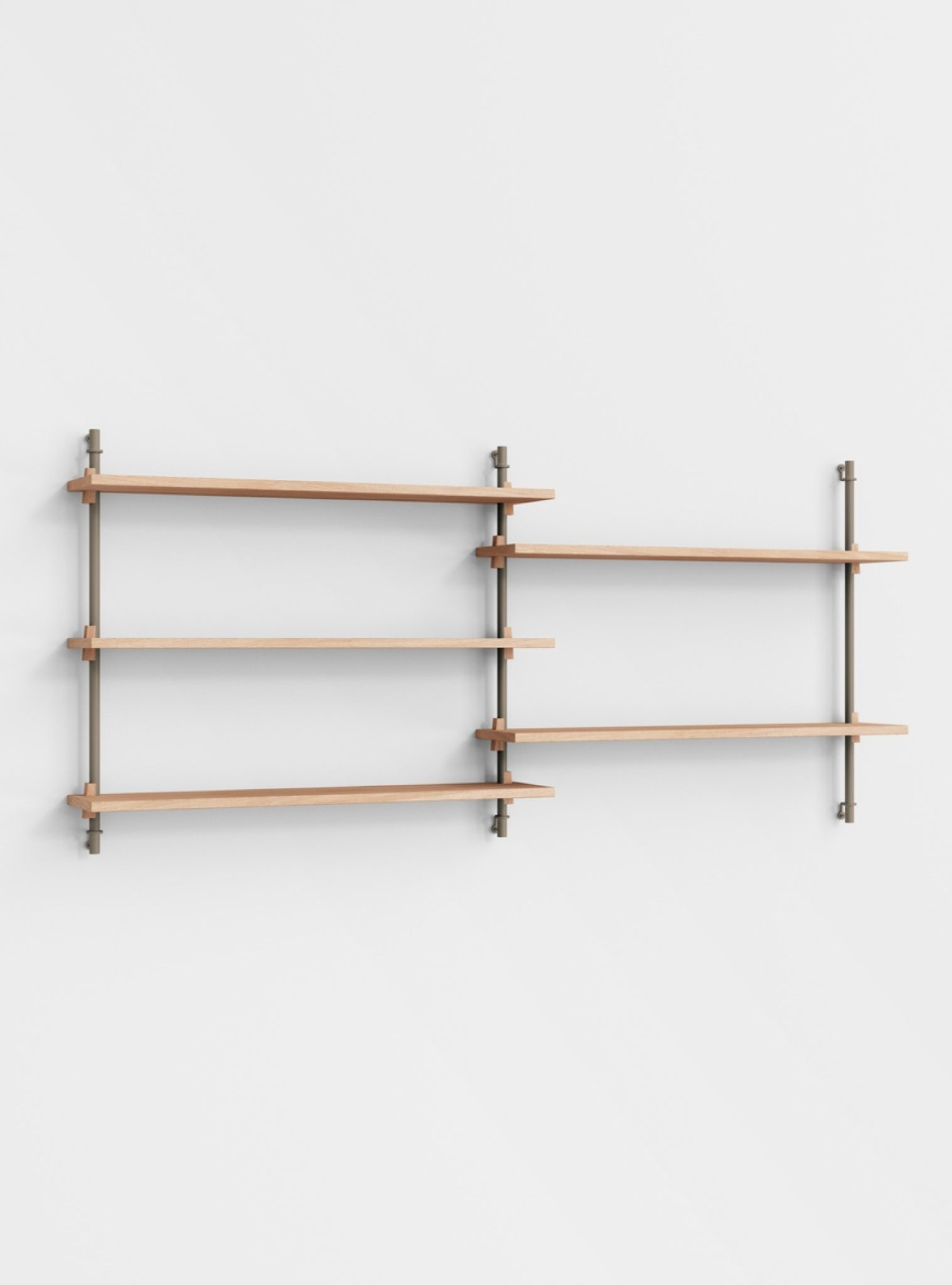 Moebe Wall Shelving Set Ws.65.2, Oak Shelves, Warm Grey Legs (fsc Mix Credit)