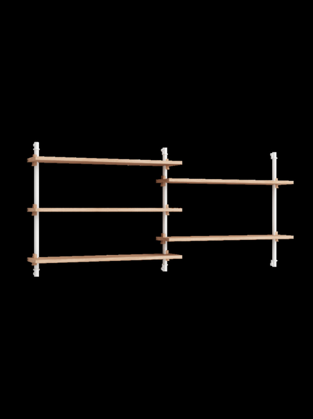 Moebe Wall Shelving Set Ws.65.2, Oak Shelves, White Legs (fsc Mix Credit)