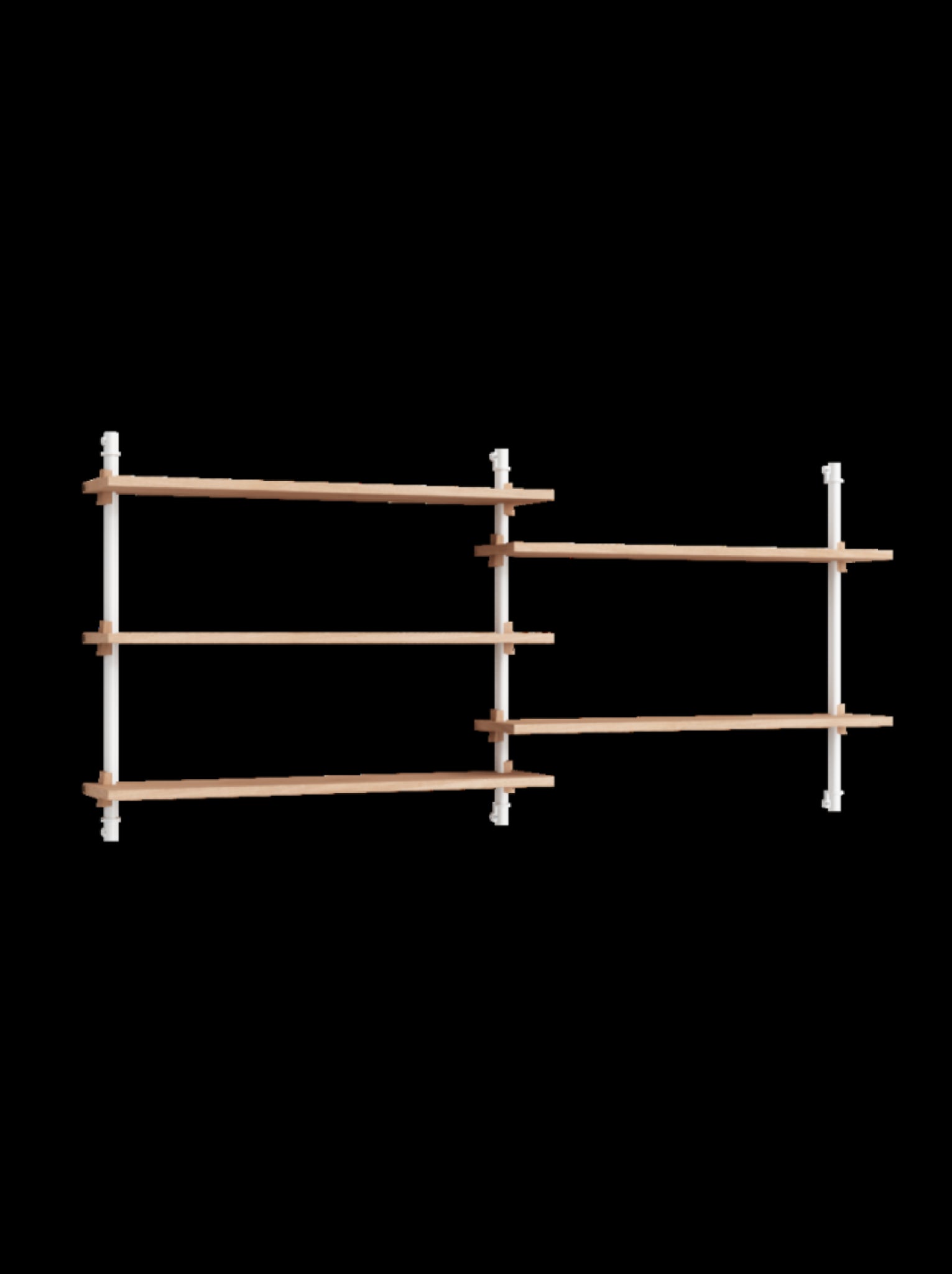 Moebe Wall Shelving Set Ws.65.2, Oak Shelves, White Legs (fsc Mix Credit)