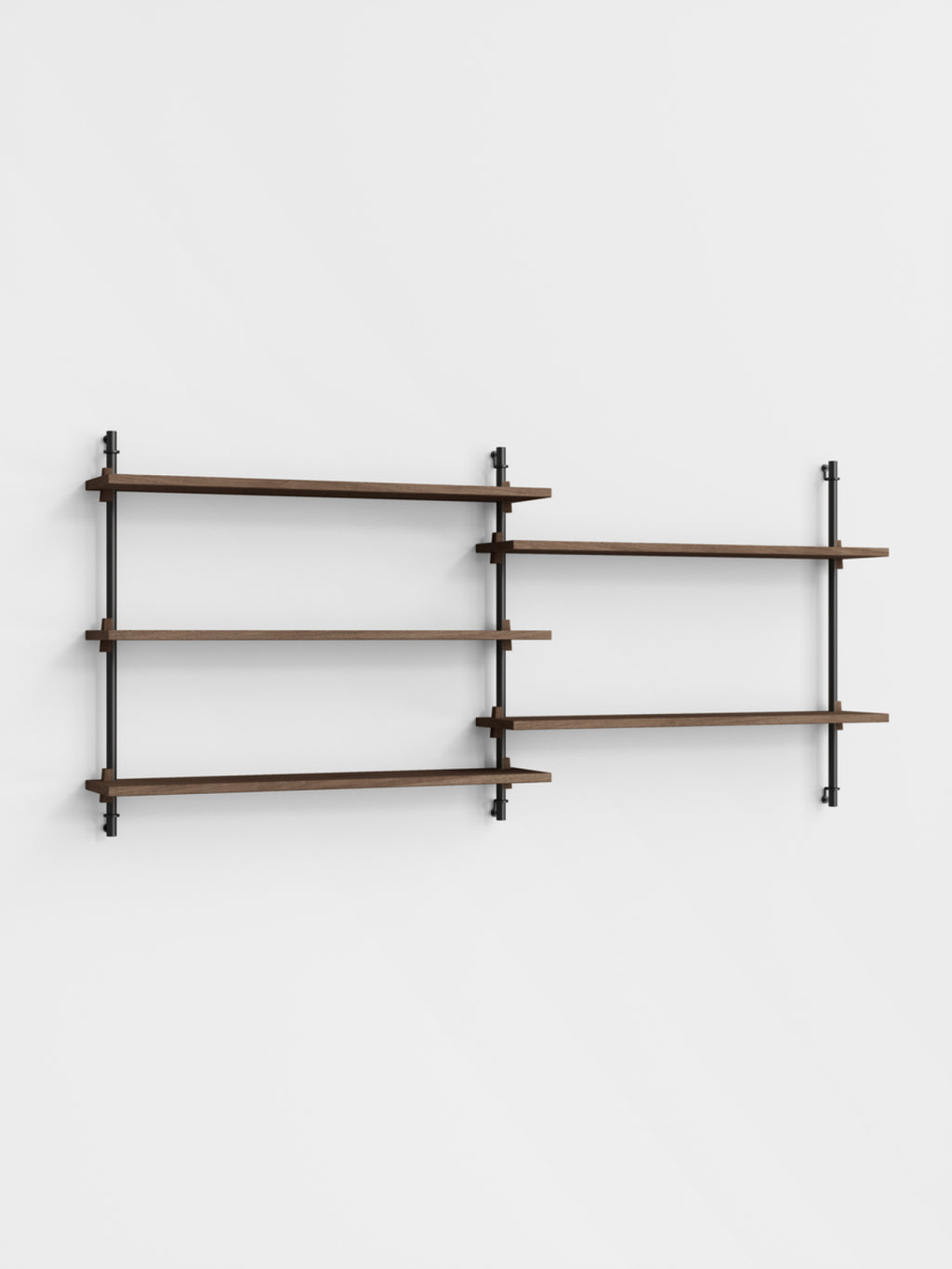 Moebe Wall Shelving Set Ws.65.2, Smoked Oak Shelves, Black Legs (fsc Mix Credit)