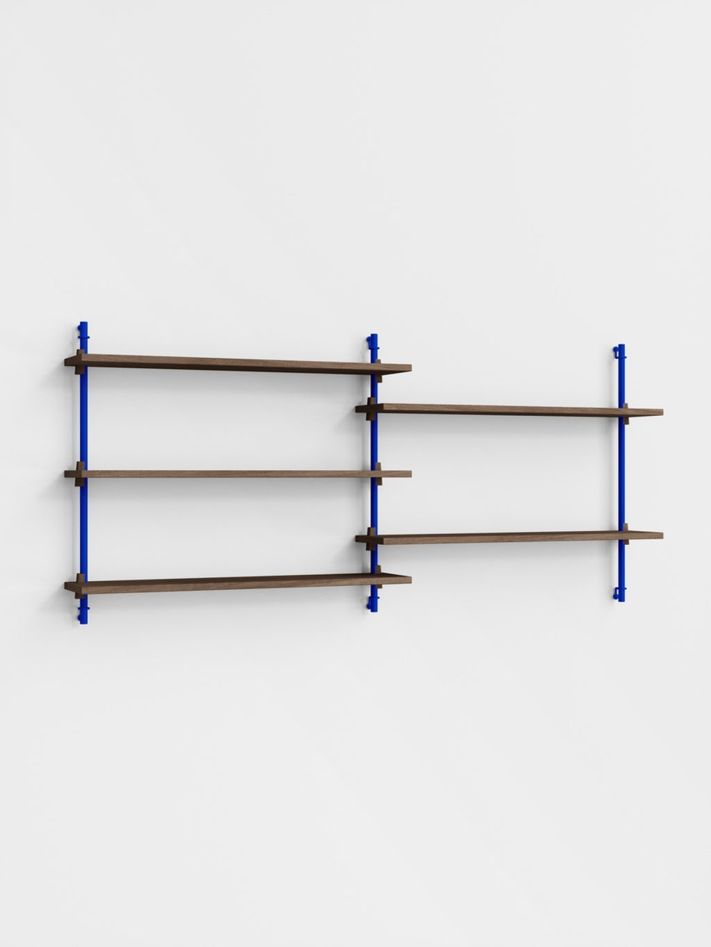 Moebe Wall Shelving Set Ws.65.2, Smoked Oak Shelves, Deep Blue Legs (fsc Mix Credit)