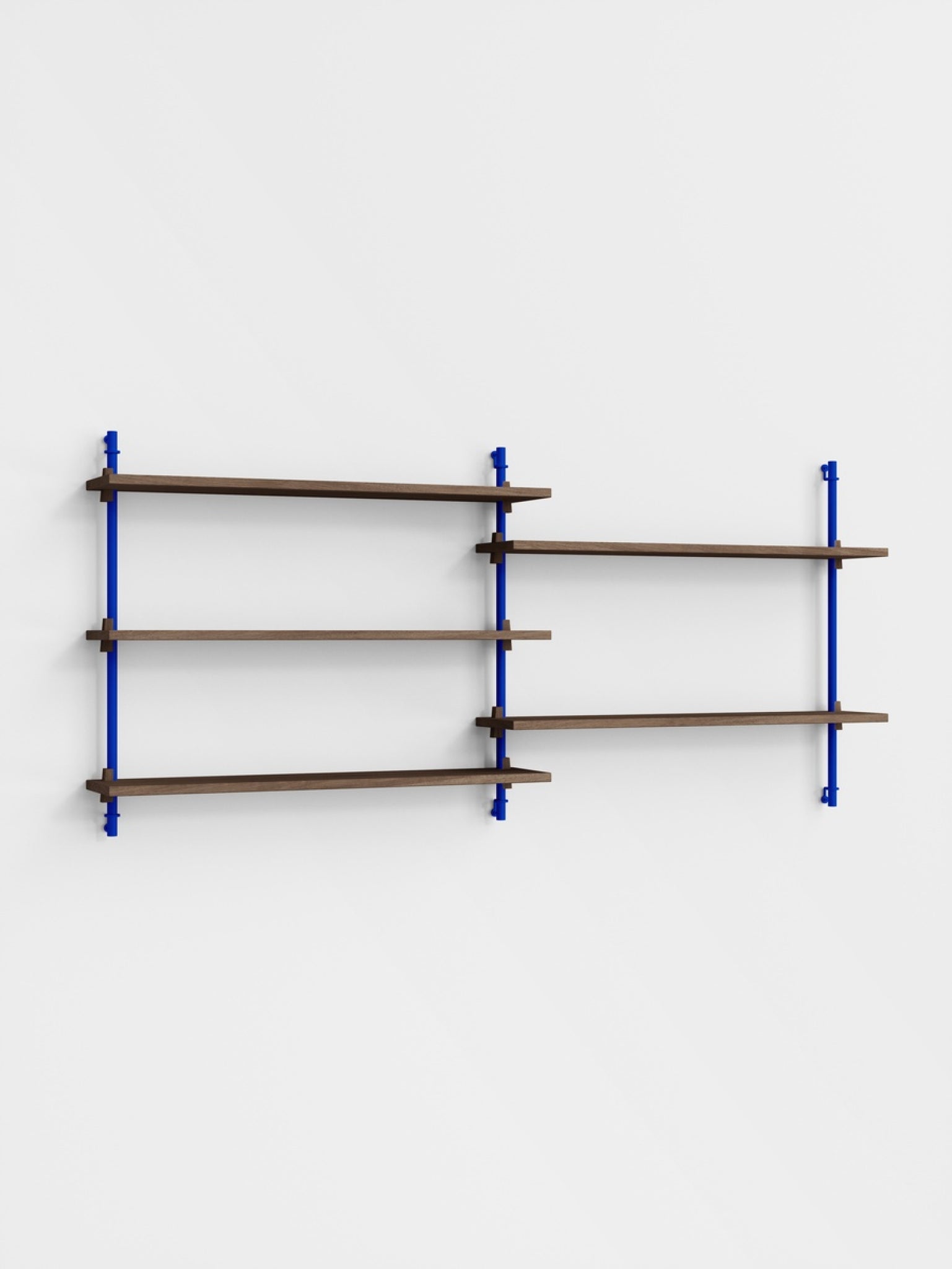 Moebe Wall Shelving Set Ws.65.2, Smoked Oak Shelves, Deep Blue Legs (fsc Mix Credit)