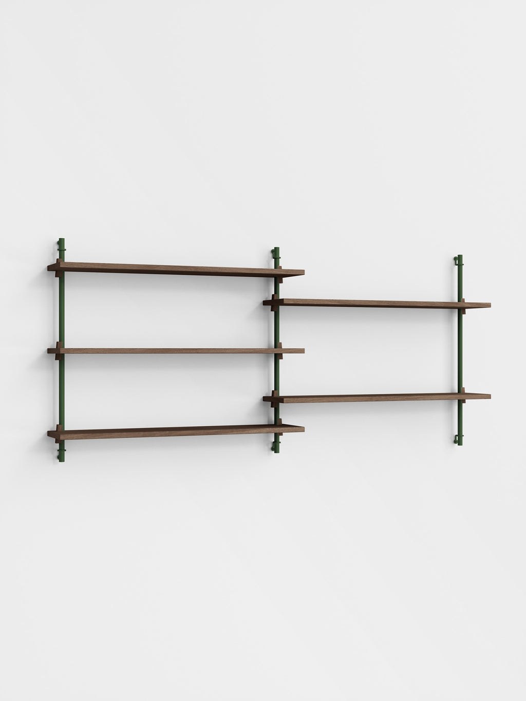 Moebe Wall Shelving Set Ws.65.2, Smoked Oak Shelves, Pine Green Legs (fsc Mix Credit)