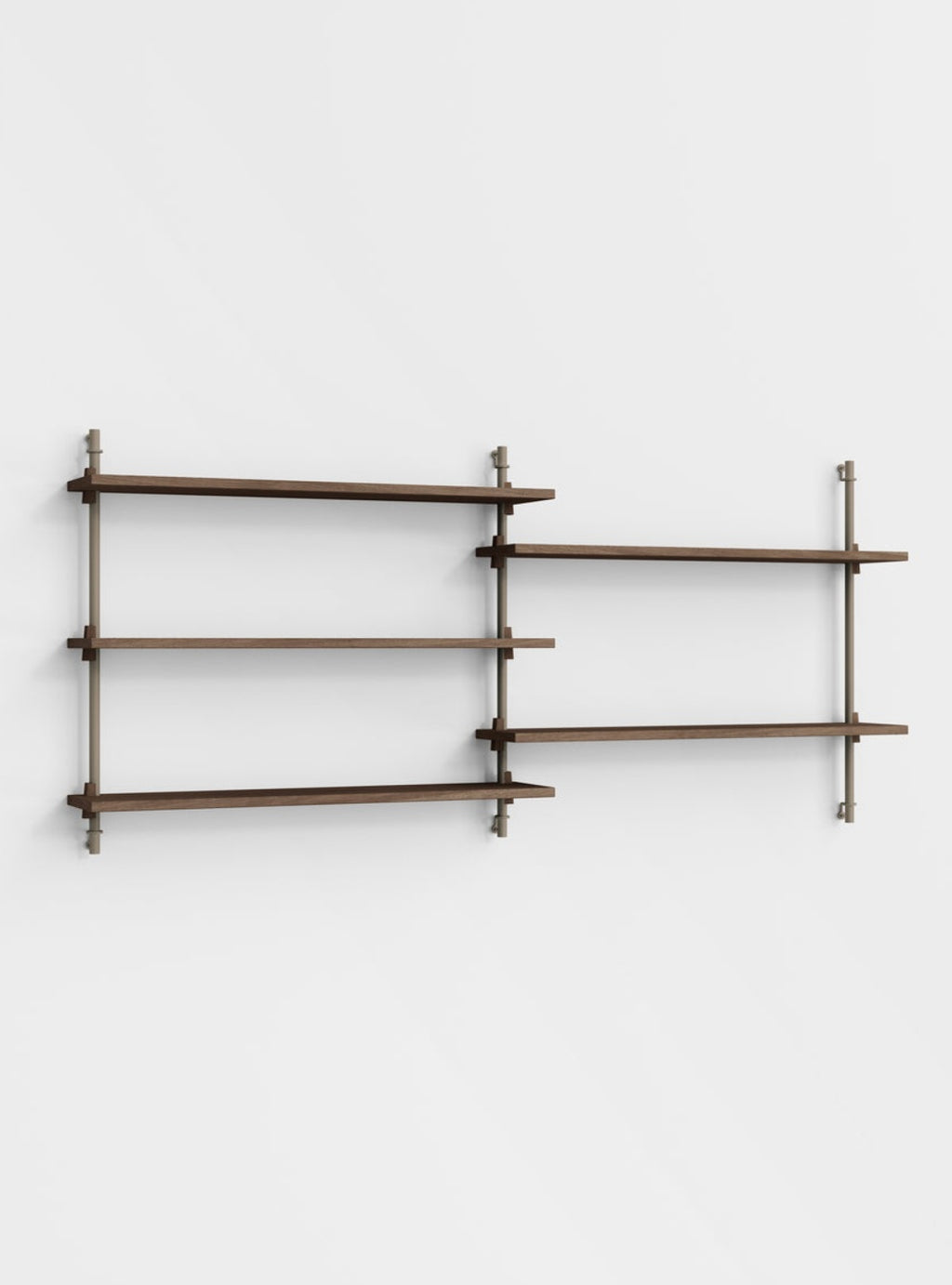 Moebe Wall Shelving Set Ws.65.2, Smoked Oak Shelves, Warm Grey Legs (fsc Mix Credit)