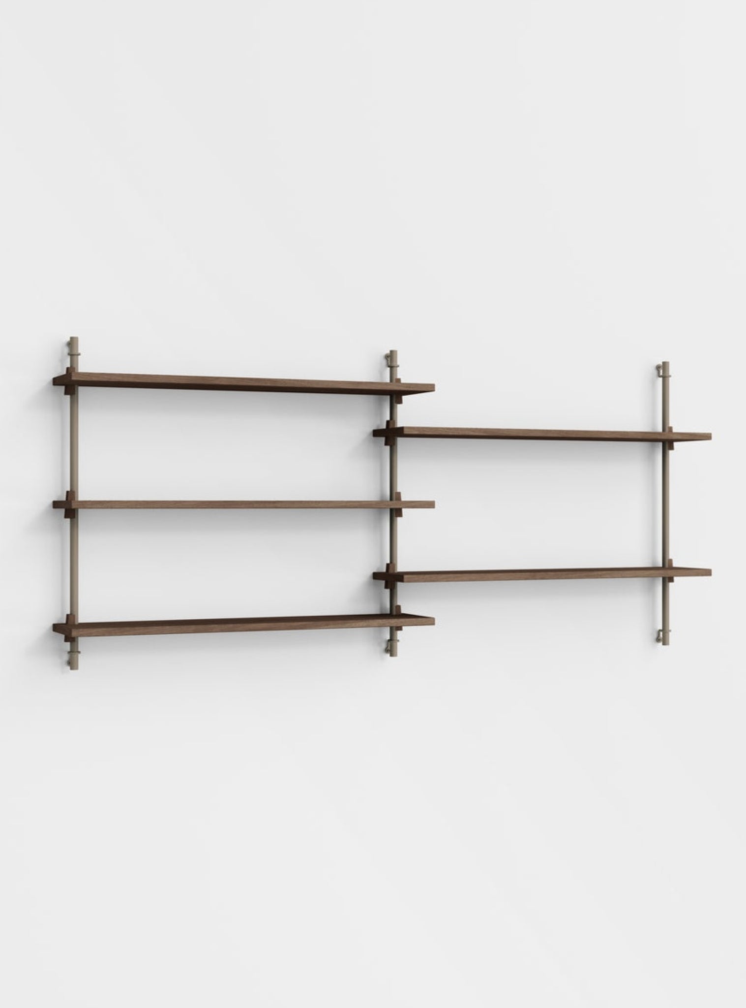 Moebe Wall Shelving Set Ws.65.2, Smoked Oak Shelves, Warm Grey Legs (fsc Mix Credit)