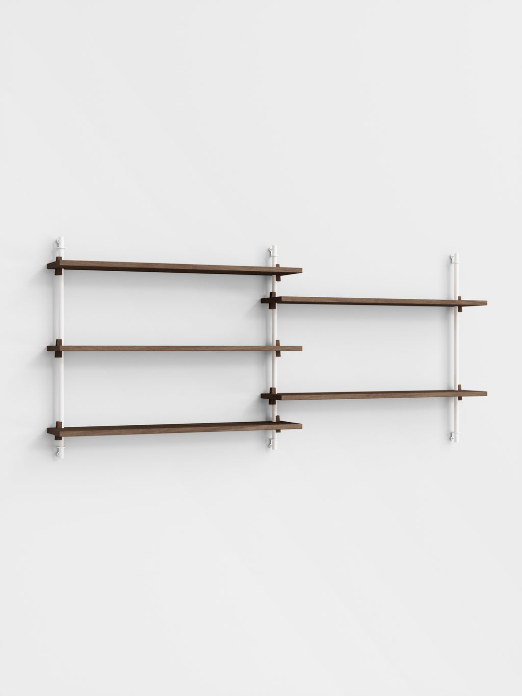 Moebe Wall Shelving Set Ws.65.2, Smoked Oak Shelves, White Legs (fsc Mix Credit)