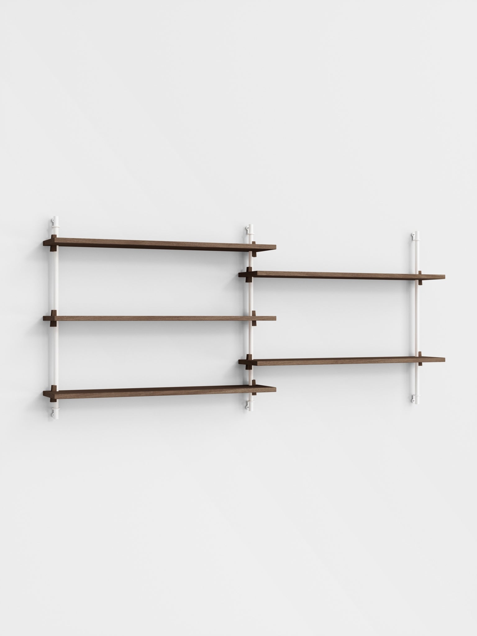 Moebe Wall Shelving Set Ws.65.2, Smoked Oak Shelves, White Legs (fsc Mix Credit)