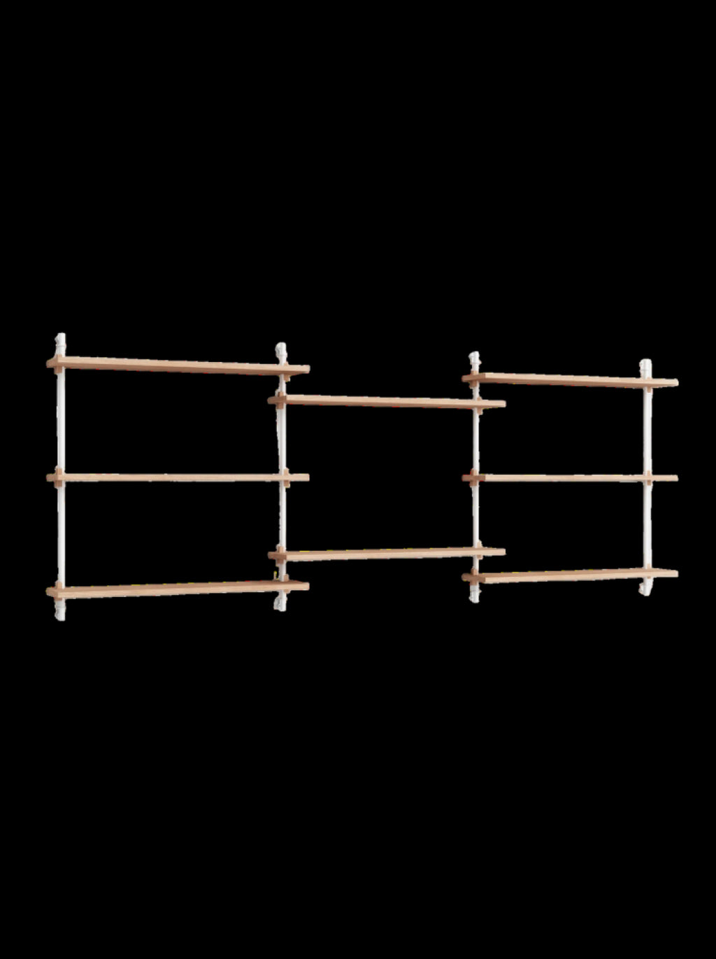 Moebe Wall Shelving Set Ws.85.3, Oak Shelves, White Legs (fsc Mix Credit)