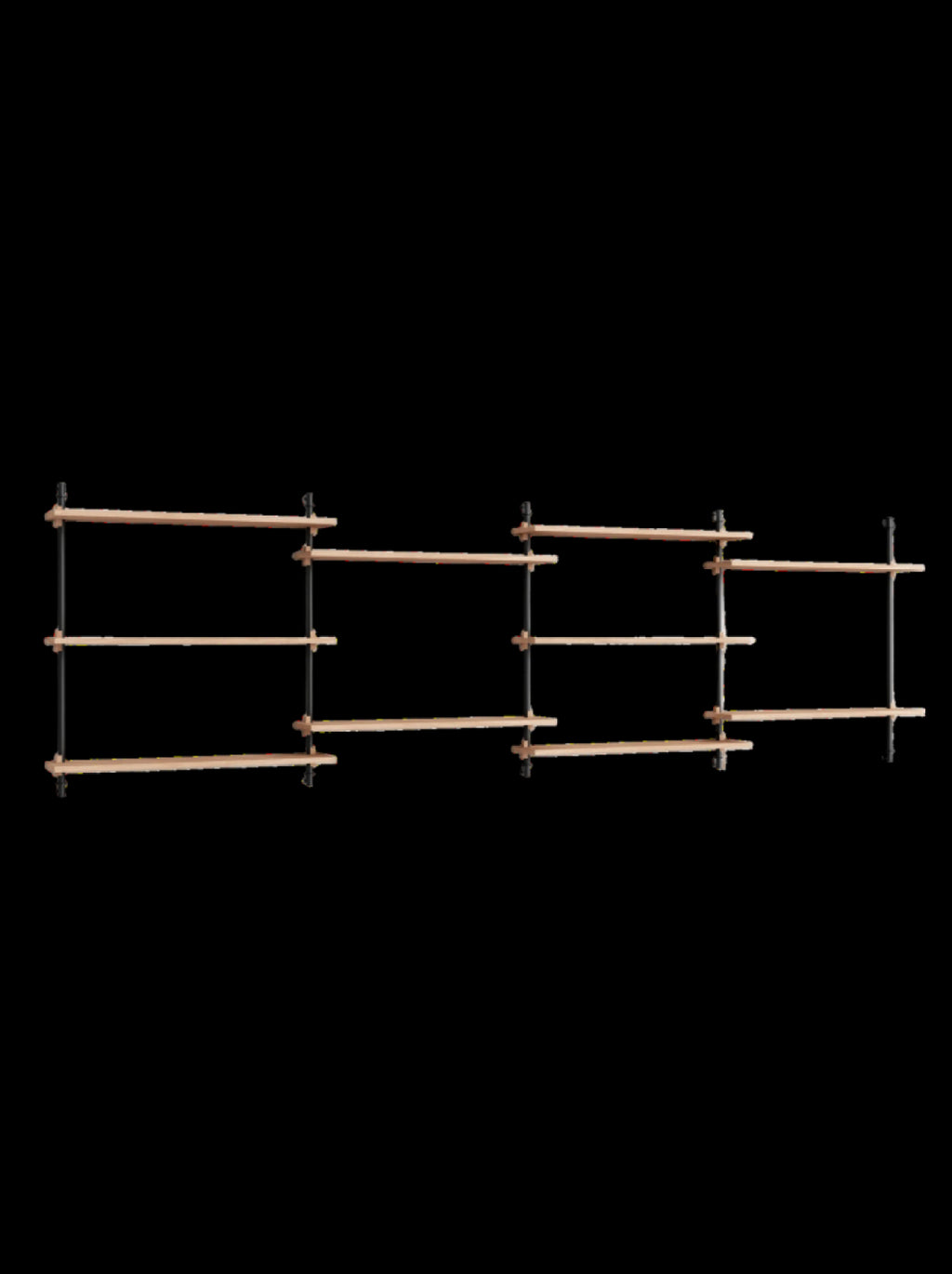 Moebe Wall Shelving Set Ws.85.4, Oak Shelves, Black Legs (fsc Mix Credit)