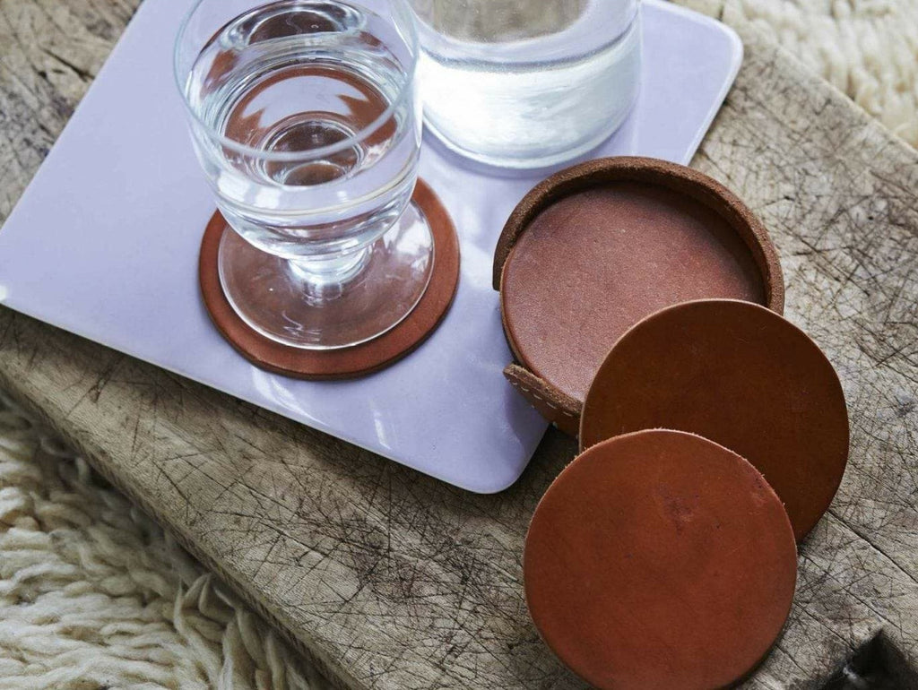 Cuero Pampa Coaster Set, Chocolate