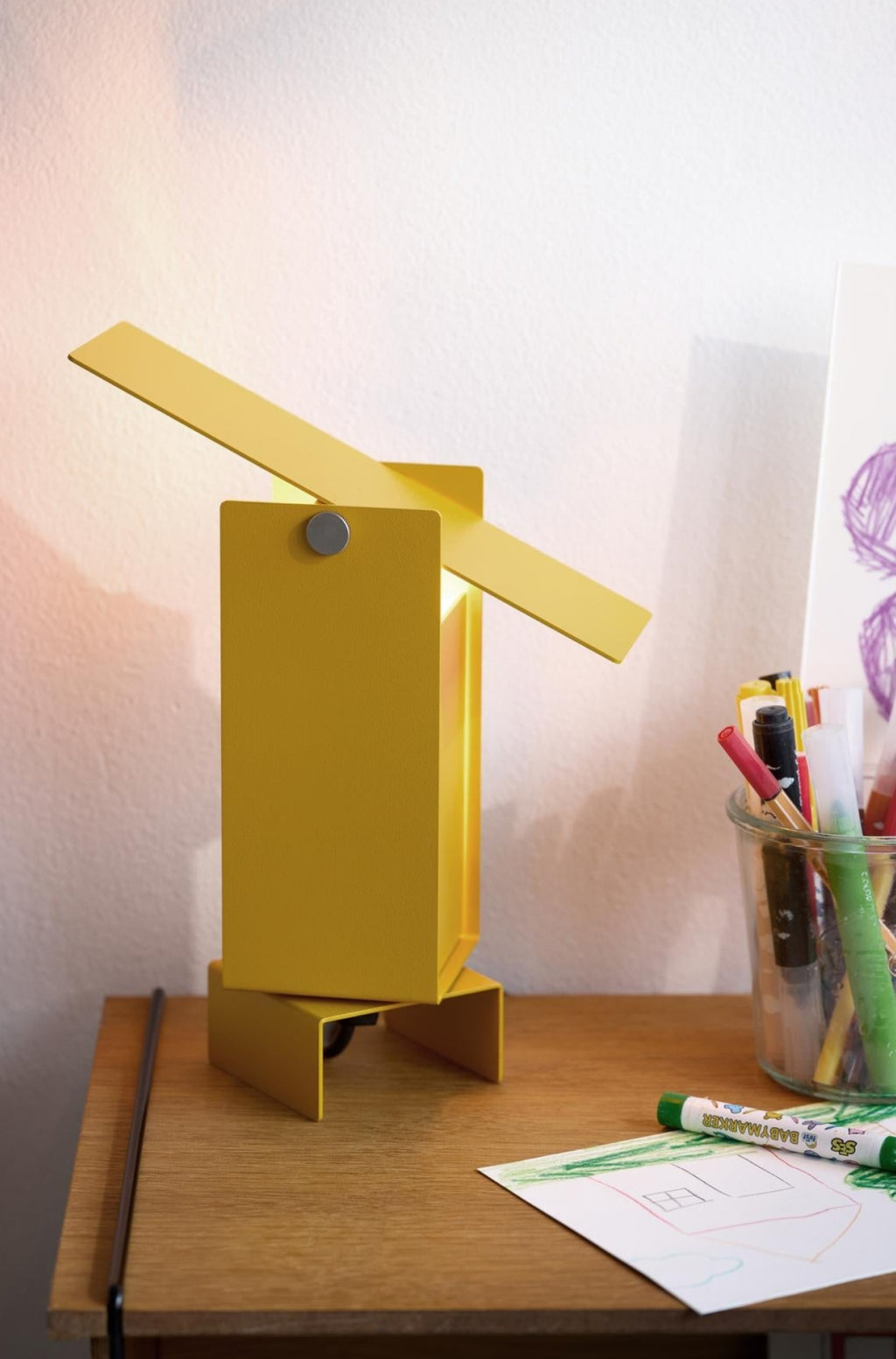 Illuminate Your Space: MOEBE Yellow Pivoting Table Lamp - Danish Design