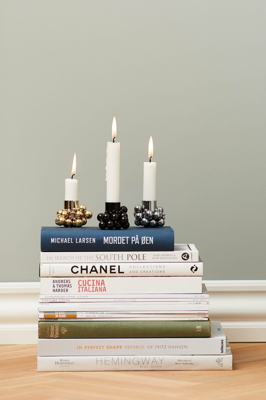 Gejst Molekyl Black Steel Candle Holders Set Of 2 - 3.3 Cm Magnetic