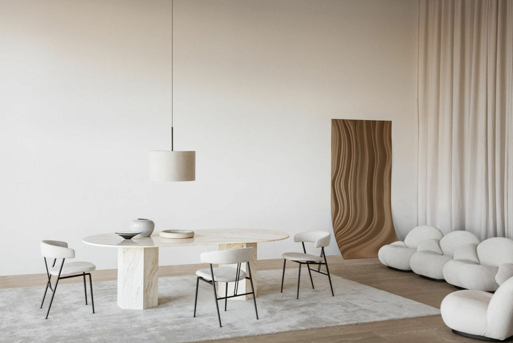 Gubi Violin Dining Chair Fully Upholstered, Svevo (002)