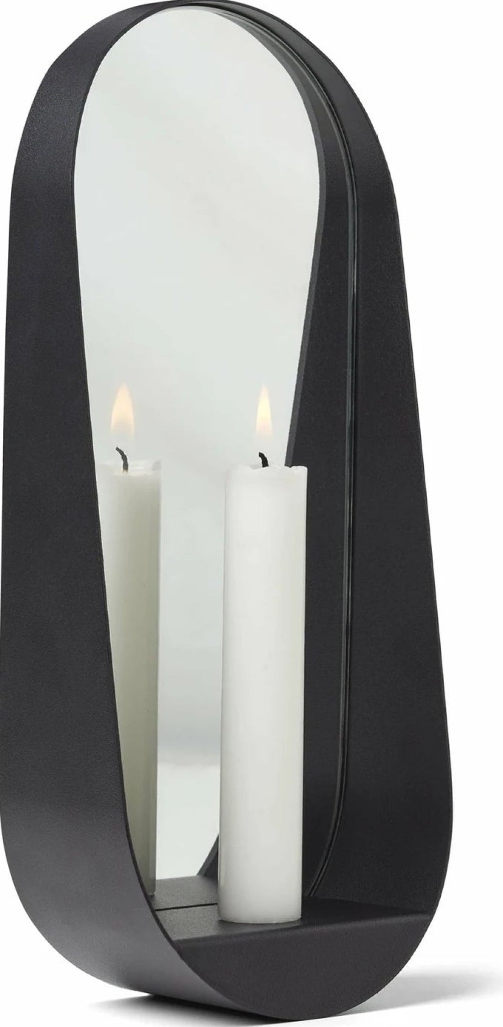 Gejst Glim Oval Wall Candle Holder Mirror 28cm – Black Steel Hygge