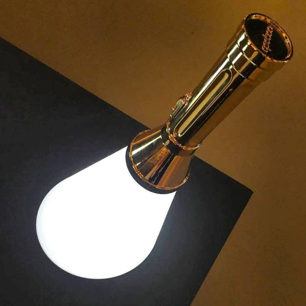 Qeeboo Flash Gold LED Table Lamp - Rechargeable, 48 cm, Unique Design