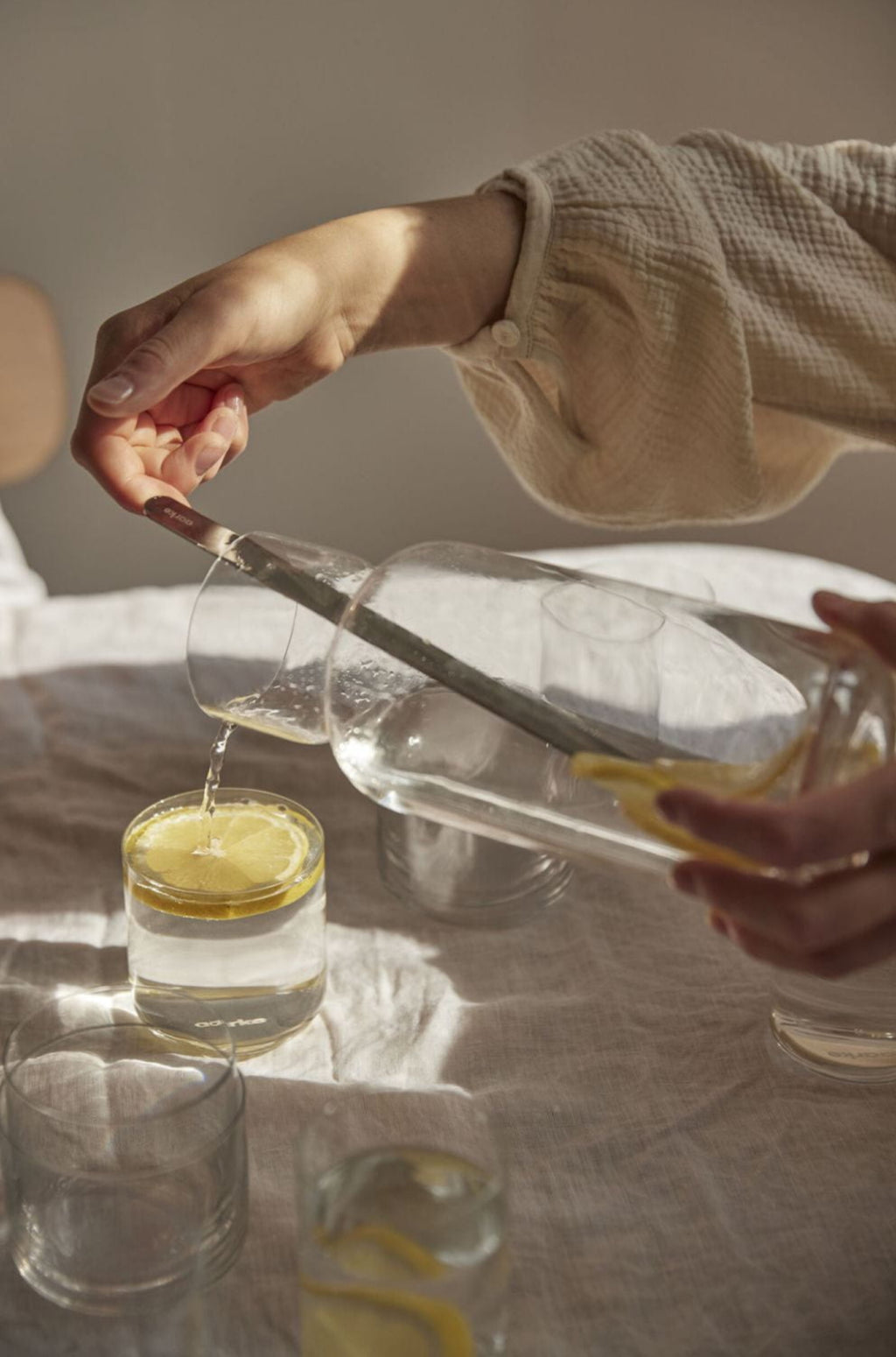 Elegant Aarke Nesting Carafe & Bar Spoon: Crystal & Stainless Steel Duo