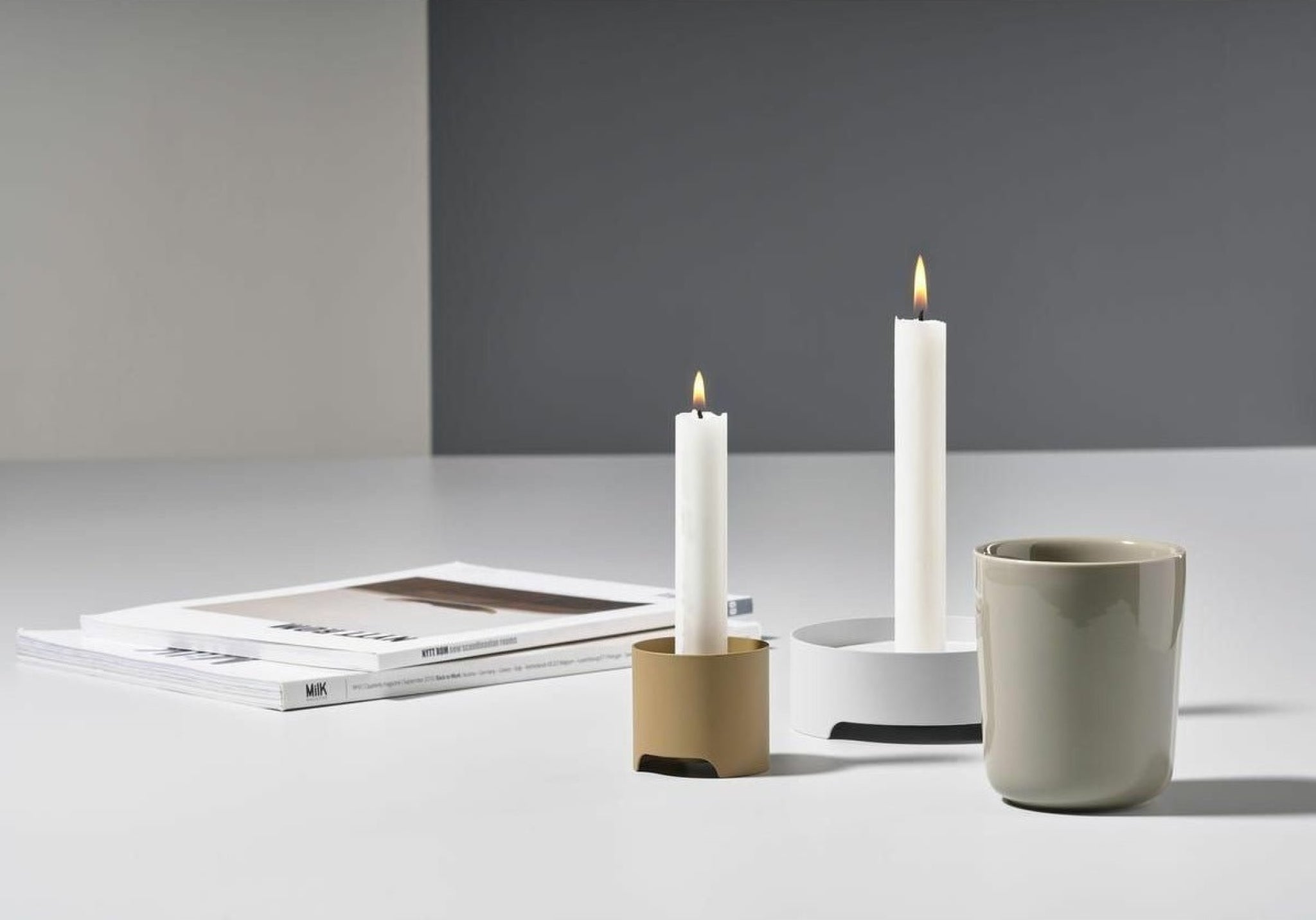 Zone Denmark Singles Candle Holder ø 12 Cm, Warm Grey