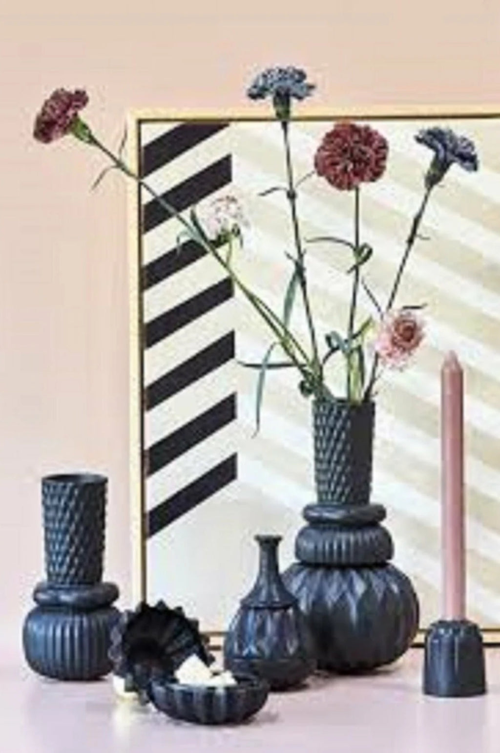 Dottir Alba Five Candle Holder Black, 6cm