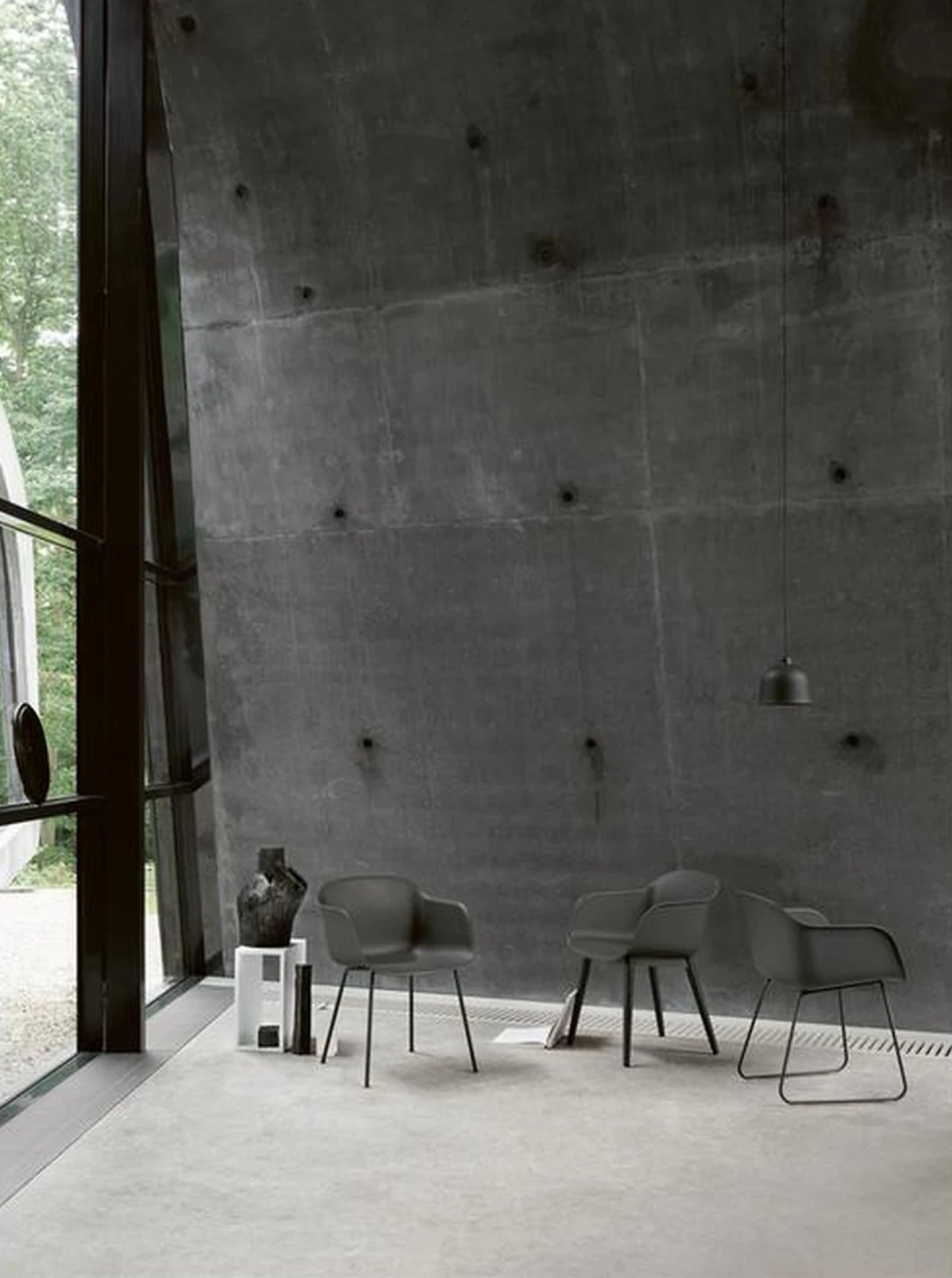 Muuto Fiber Armchair Tube Base, Fabric Seat, Black