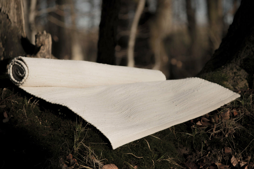 Rug Solid Cotton Carpet Desert White, 65 X 135 Cm