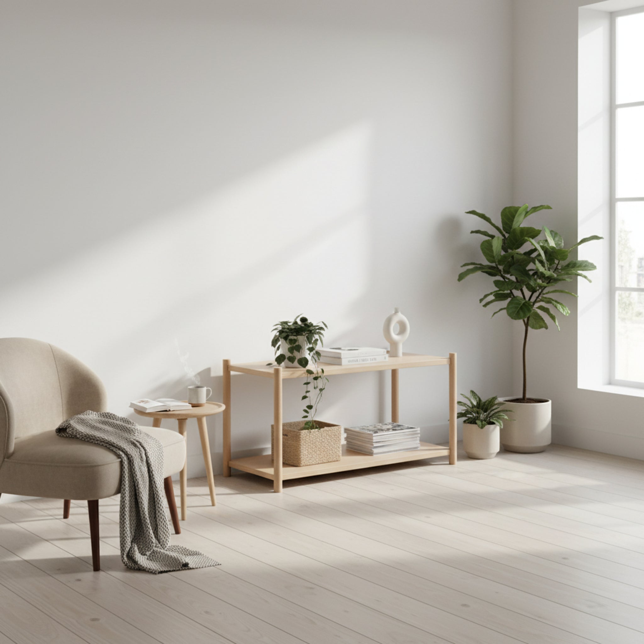 Gejst Sceene Shelf F 93 Cm | Modular Light Oak Bookcase 45x93x39 Cm