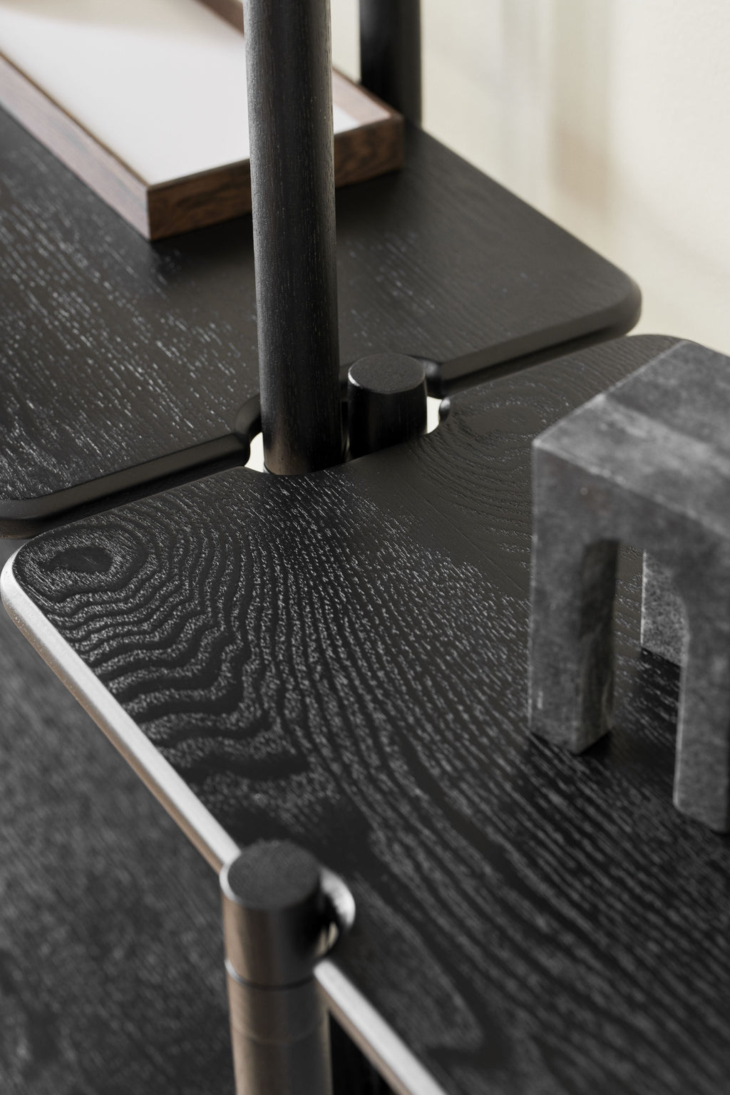 Gejst Invi Module 1 Black Oak Bookcase - Modular Glass Shelf, Compact