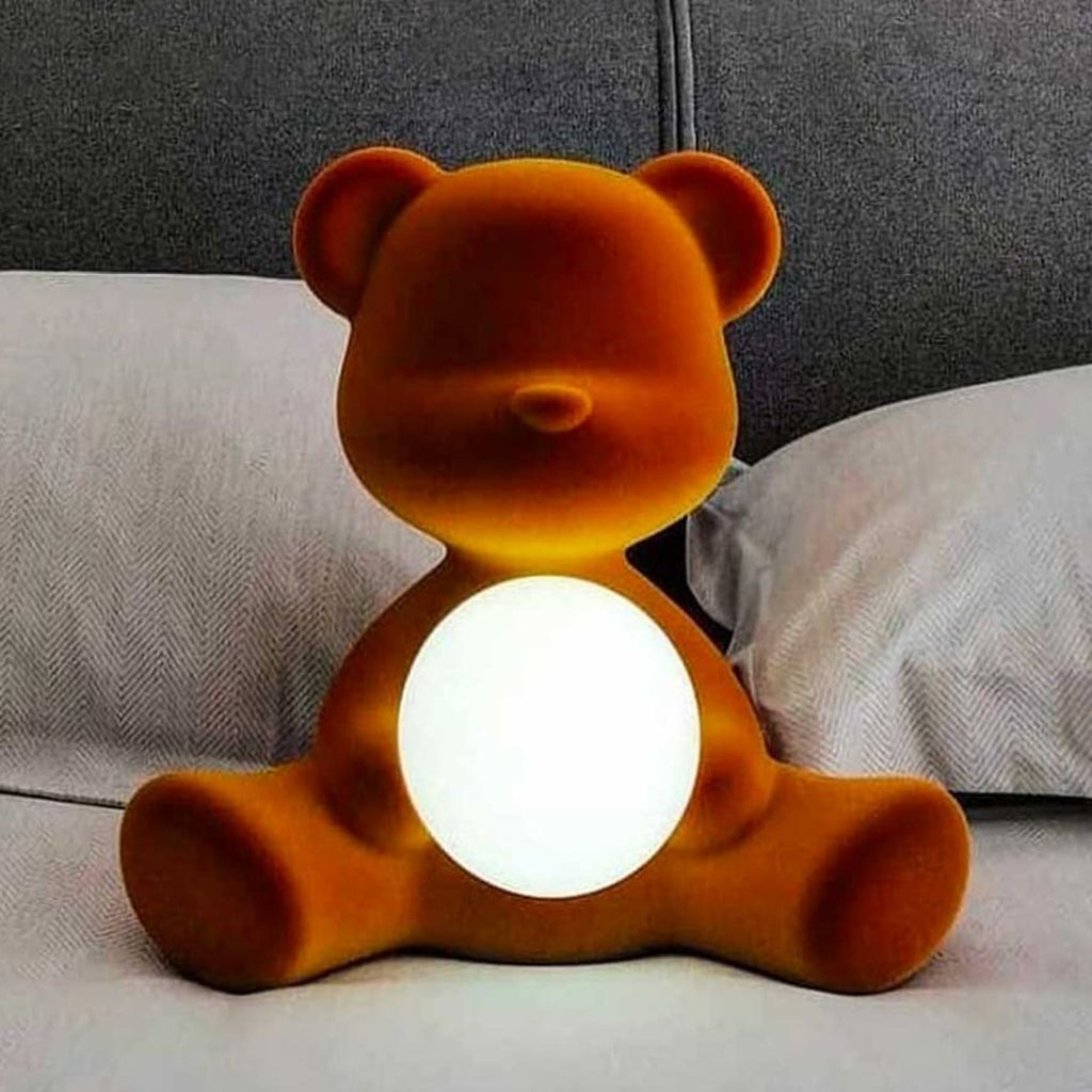 Qeeboo Teddy Girl Led Rechargeable Table Lamp Velvet Finish, Fuxia