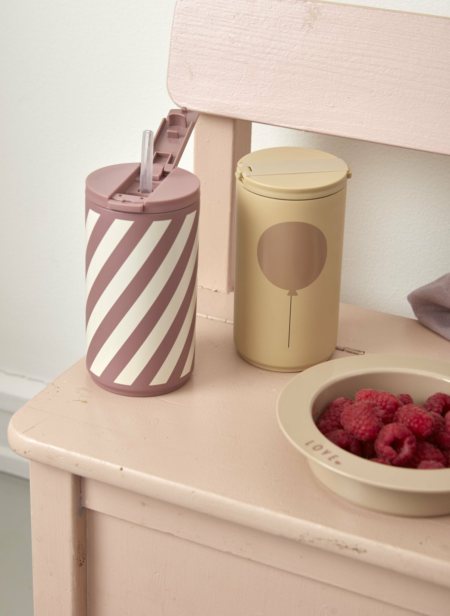 Design Letters Kids Thermal MUG 350 ml Stripe Ash Rose 4037c, Ash Rose