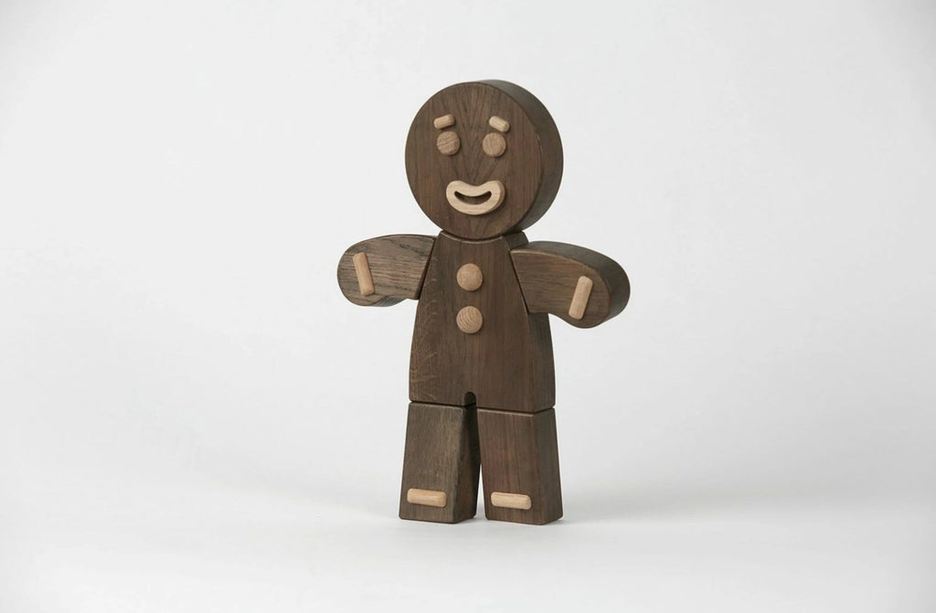 Boyhood Gingerbread Man wooden figure, stained oak, large