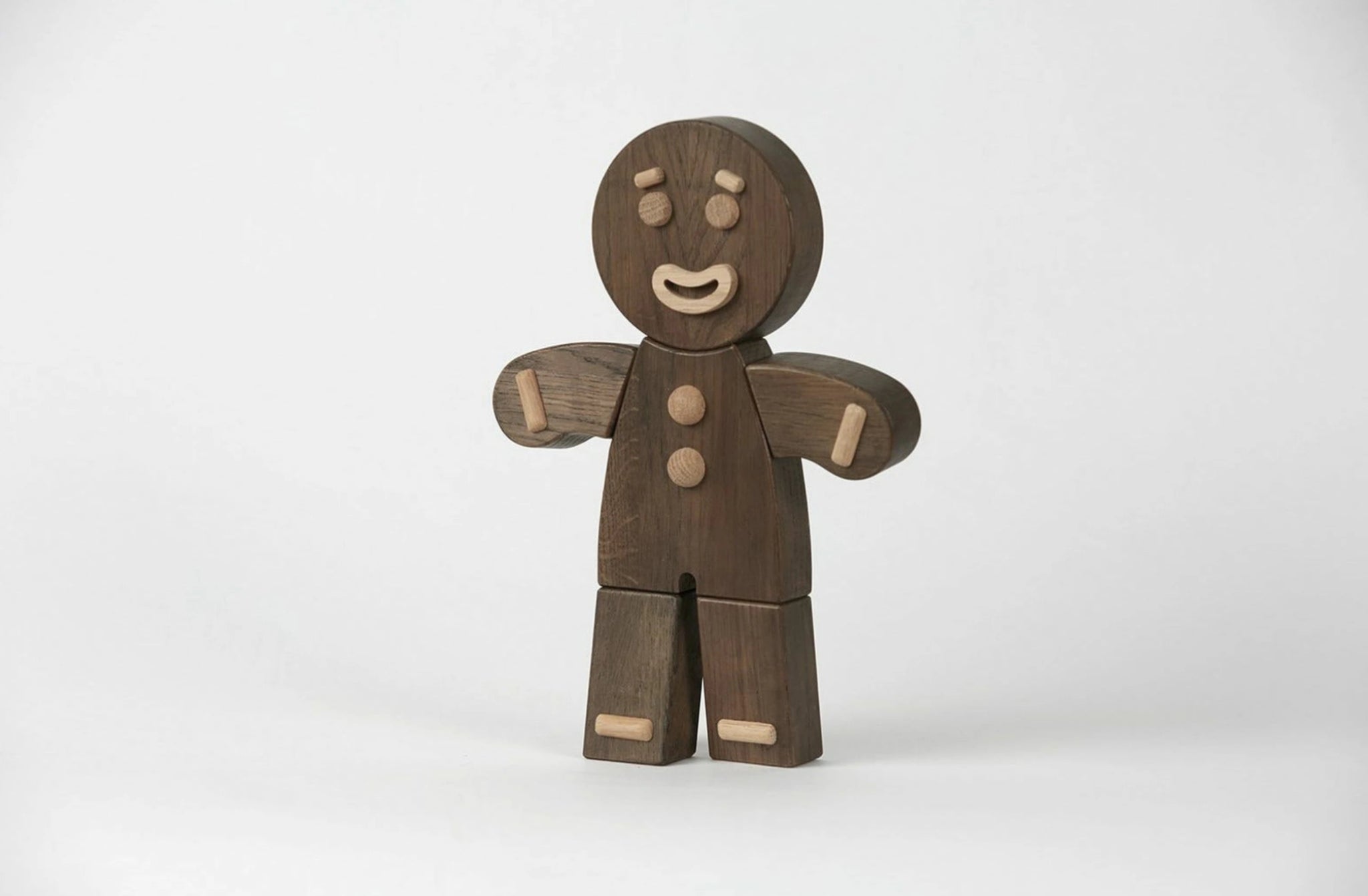 Boyhood Gingerbread Man wooden figure, stained oak, large