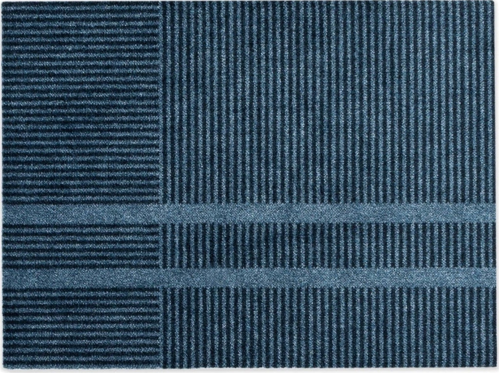 Heymat Løype Stormy Blue Doormat 85x250 cm – PET/Nitrile Runner Grey/Beige
