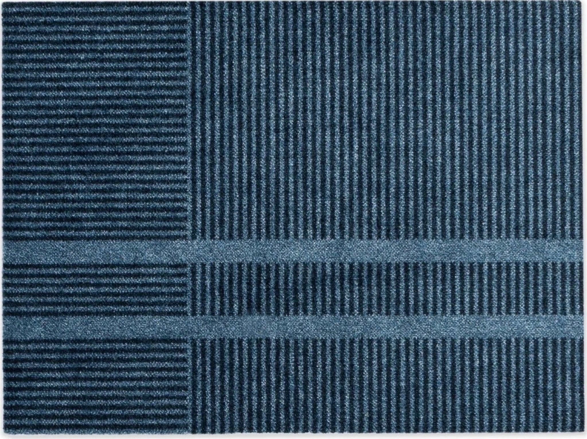 Heymat Løype Stormy Blue Doormat 85x250 cm – PET/Nitrile Runner Grey/Beige
