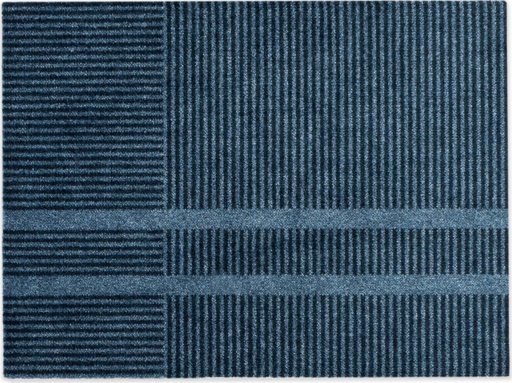Heymat Løype Stormy Blue Doormat 85x250 cm – PET/Nitrile Runner Grey/Beige