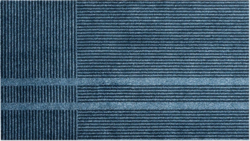 Heymat Løype Stormy Blue Doormat 85×150 cm — PET & Nitrile Rubber
