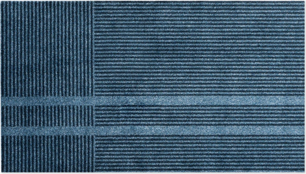 Heymat Løype Stormy Blue Doormat 85×150 cm — PET & Nitrile Rubber