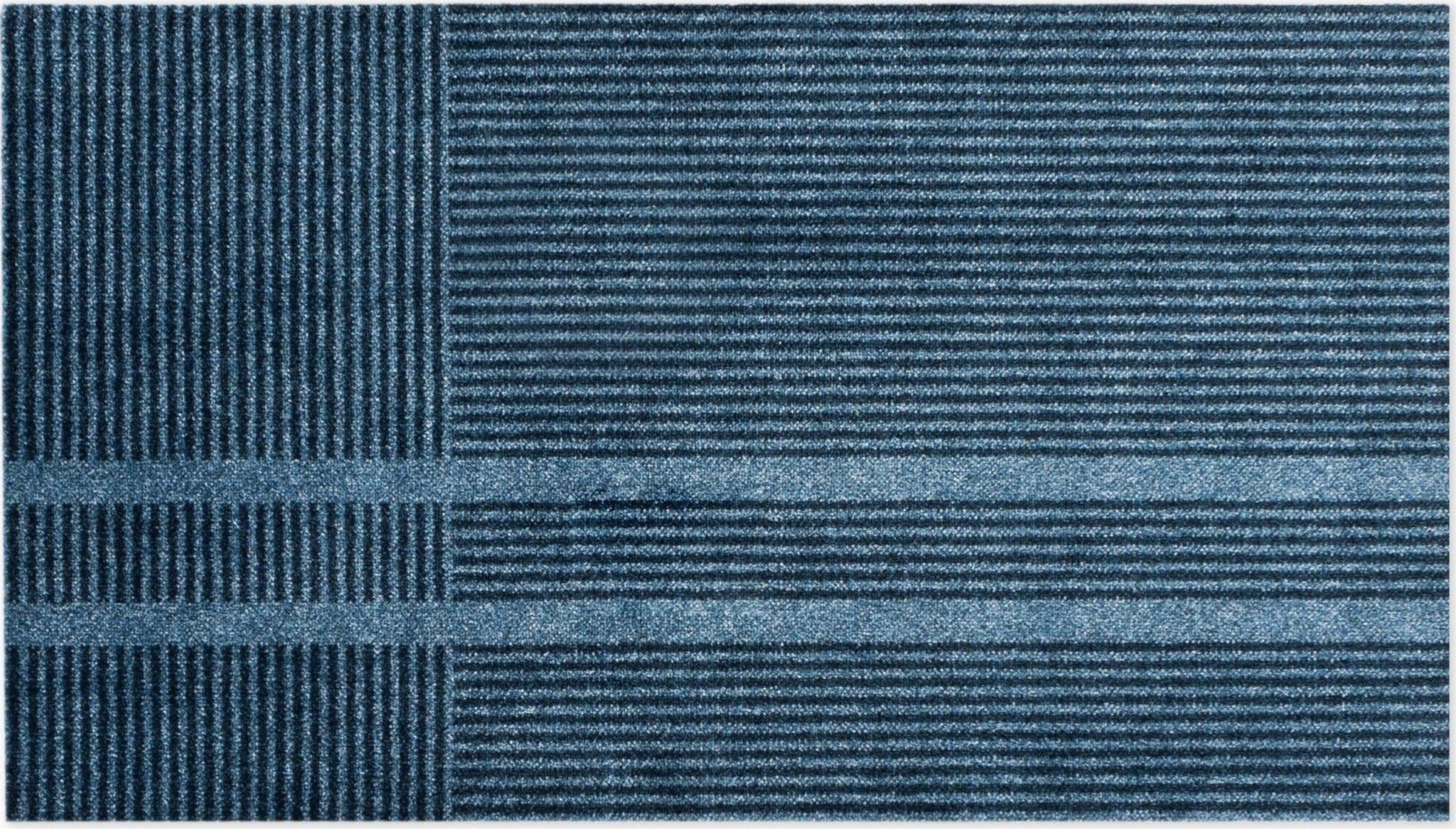 Heymat Løype Stormy Blue Doormat 85×150 cm — PET & Nitrile Rubber