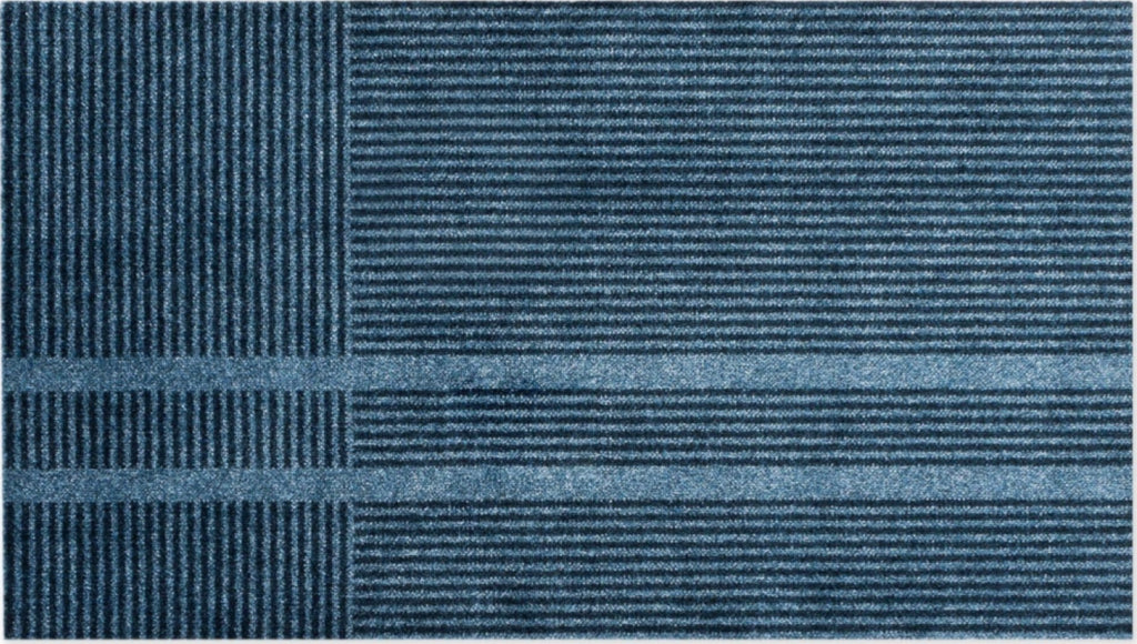 Heymat Løype Stormy Blue Doormat 85×150 cm — PET & Nitrile Rubber