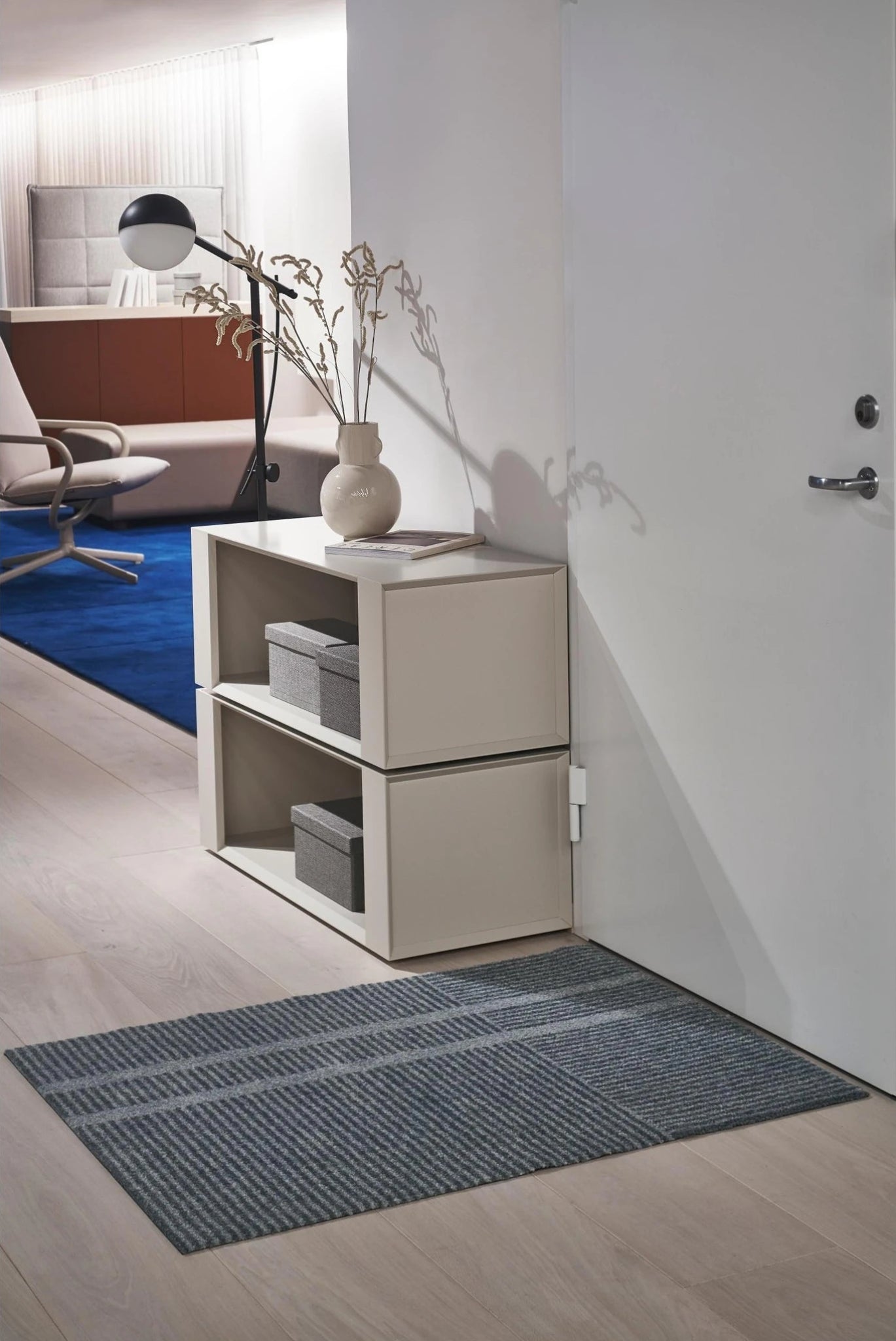 Heymat Løype Doormat Cloudy Grey, Blue/Black PET‑Nitrile 85×60 cm