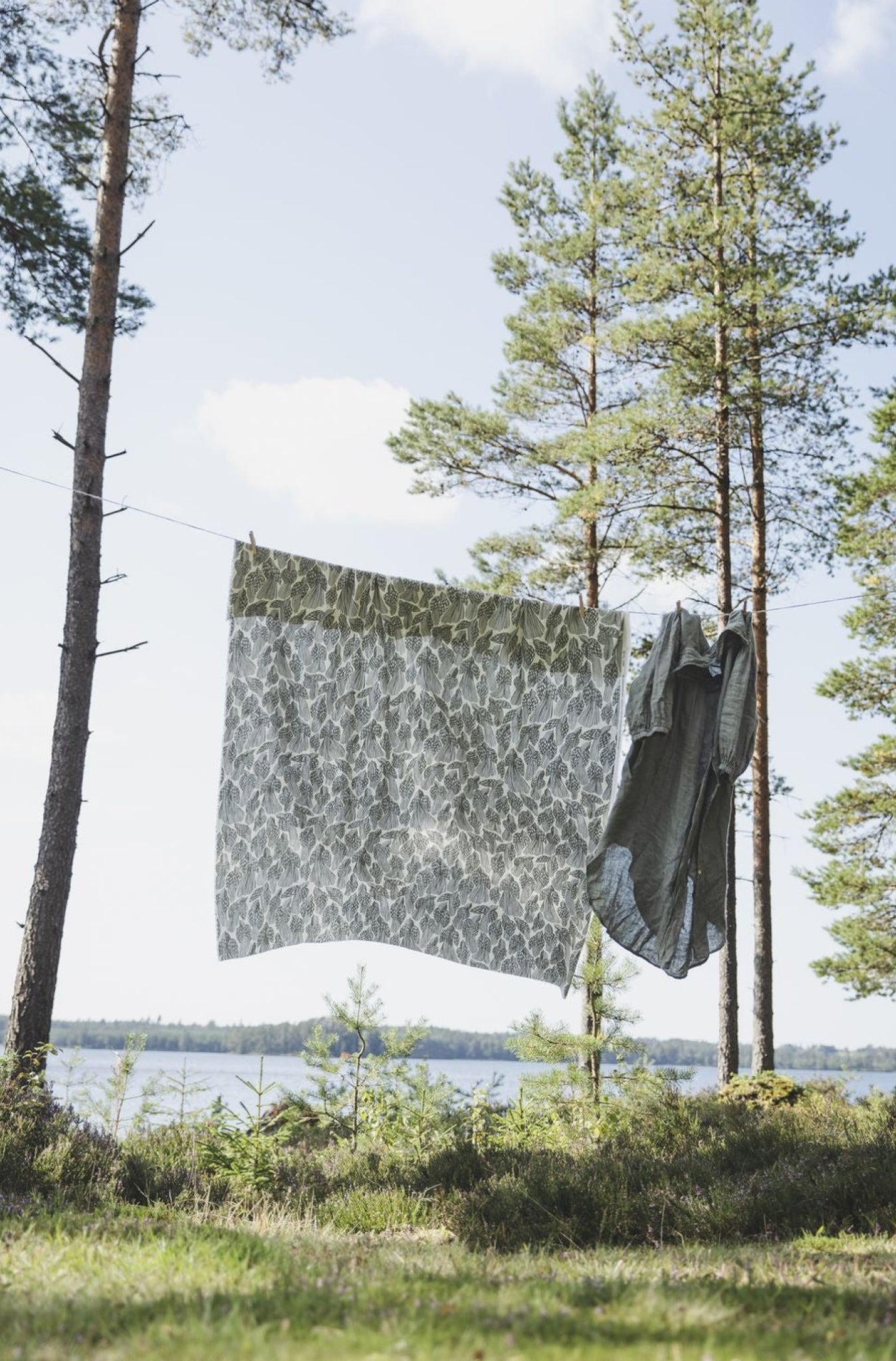 Spira Birds Fabric Width 150 Cm (Price Per Meter), Mineral Green