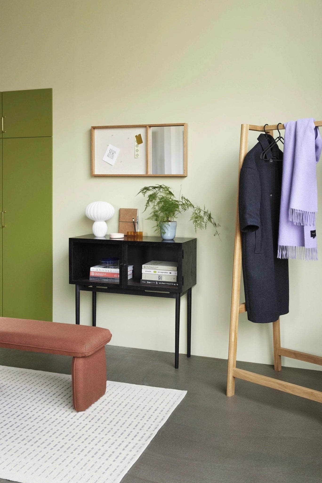 Modern Hübsch Combine Board with Mirror - Stylish Oak Bulletin Board