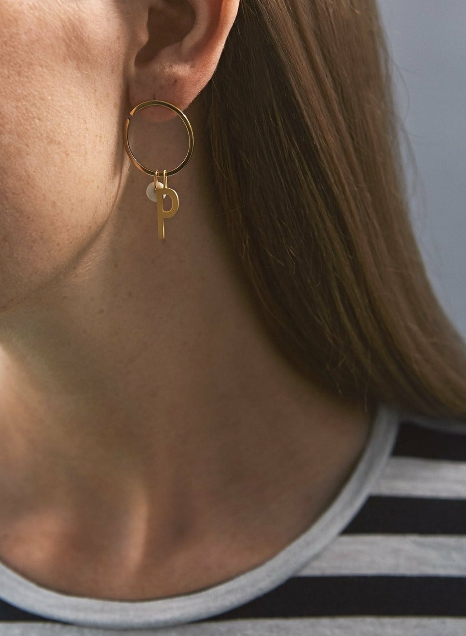 Design Letters Earring, Gold Plated