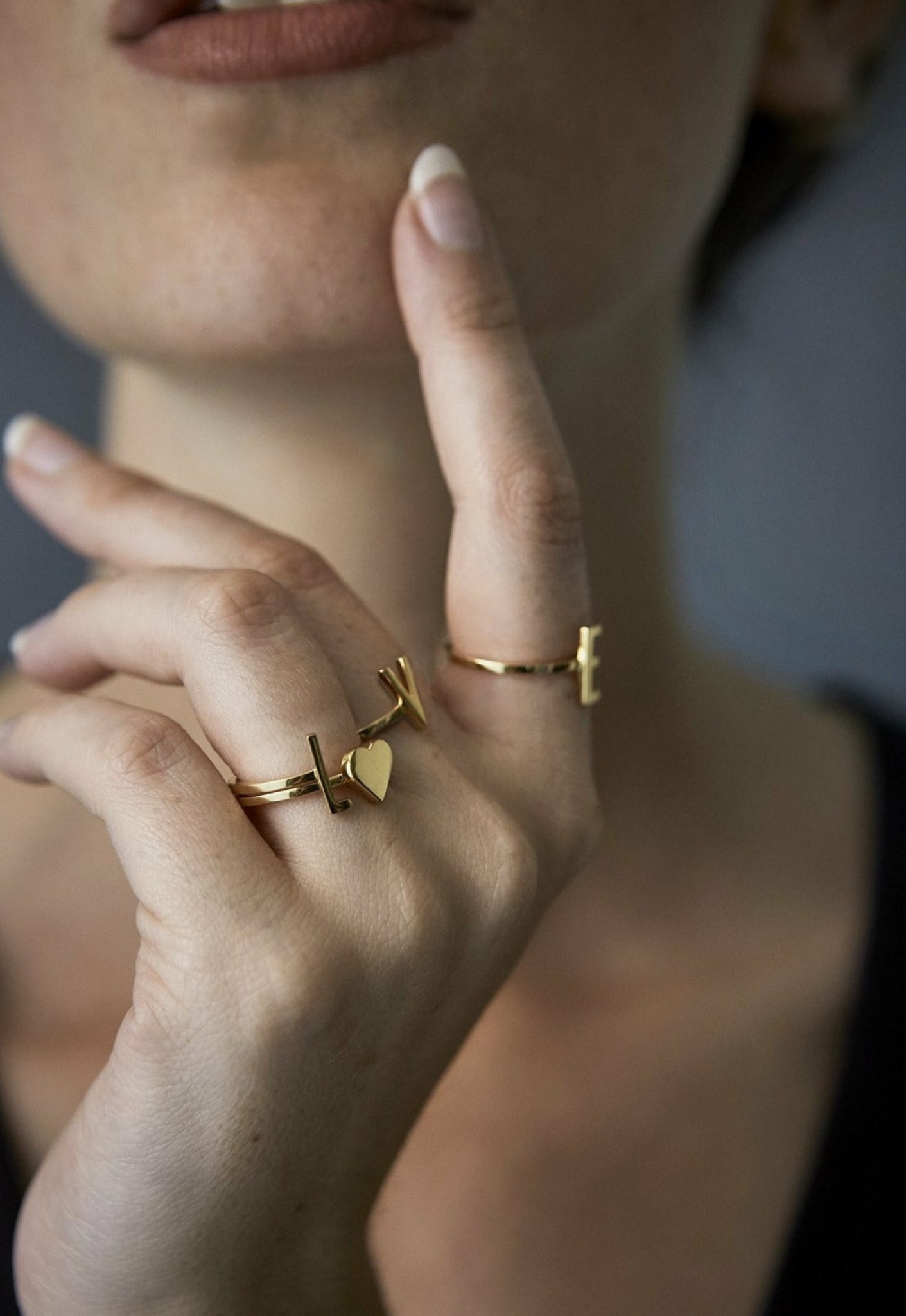 Design Letters Letter Ring A-Z, 18k Gold Plated, N