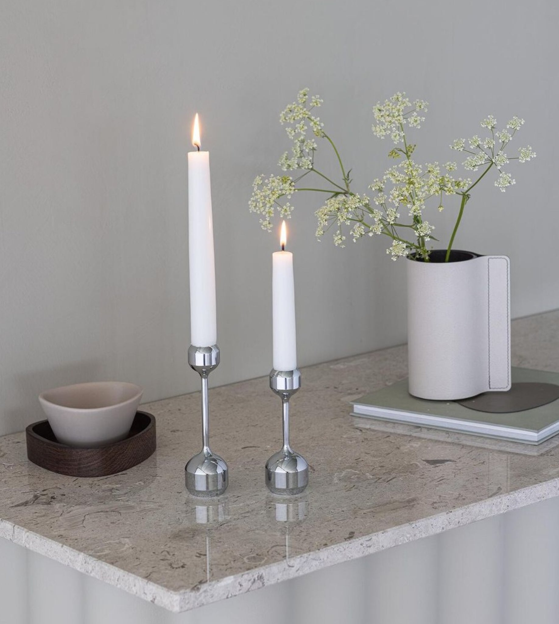 Lind DNA Silhouette Set 120+145 Candle Holder, Chrome