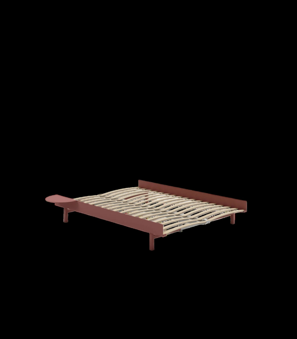 Moebe Bed, 140 Cm, Slats, 1x Side Table, Dusty Rose